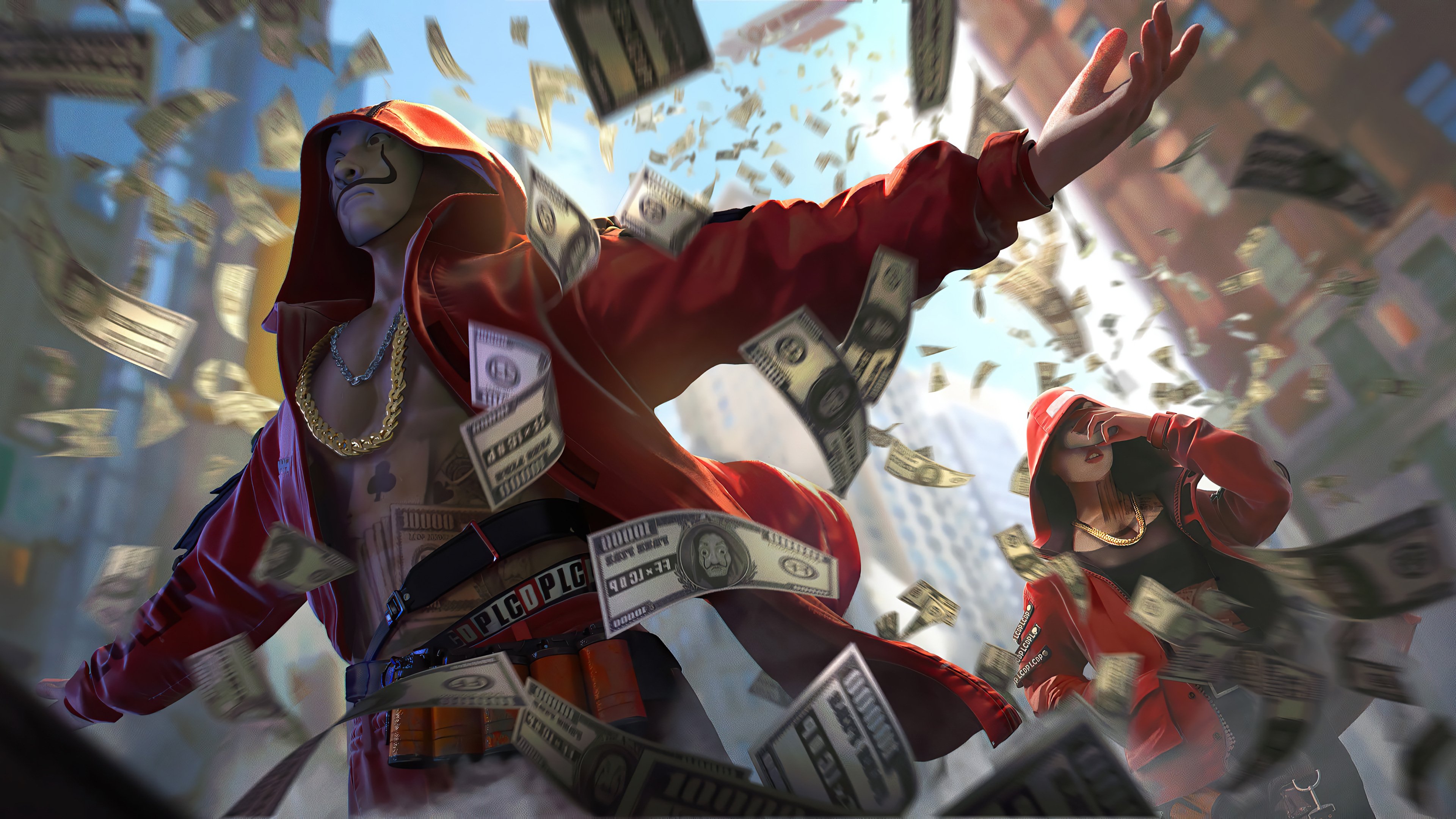 Money Heist Garena Free Fire style Wallpaper 4k for Desktop