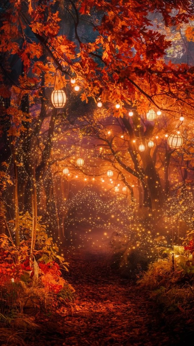 8K Magical Autumn Forest Wallpaper