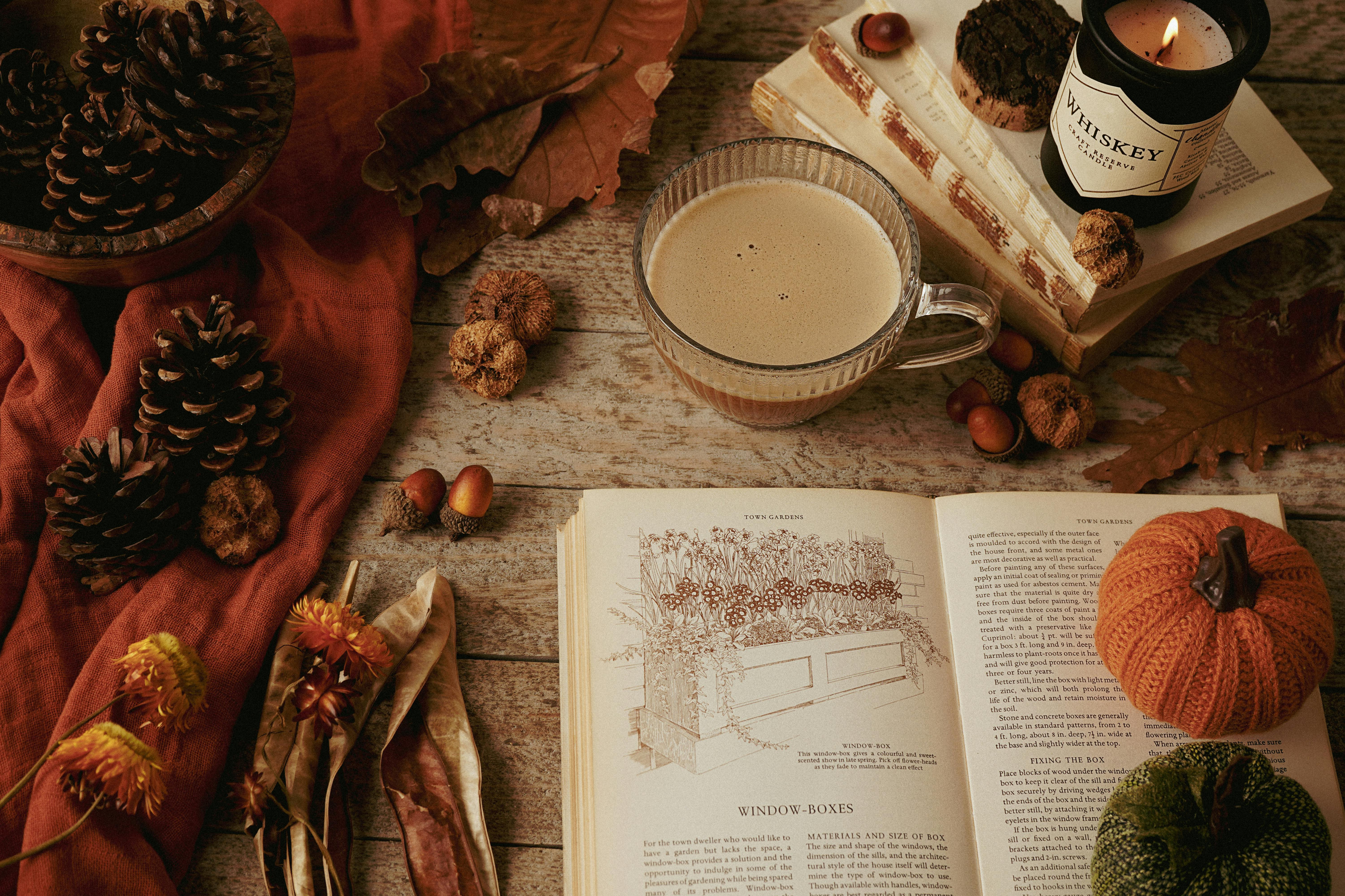 Cozy Autumn Still Life with Coffee and Books · Free