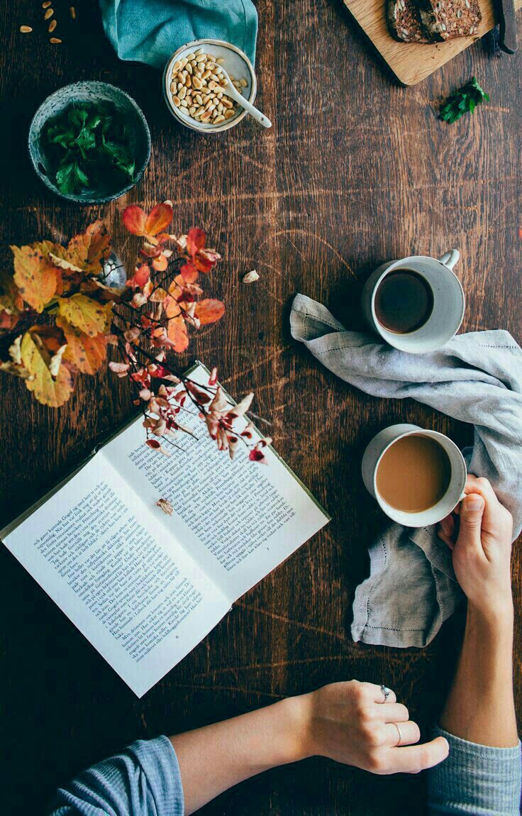 Fotoğraf. Coffee and books, Autumn inspiration, Autumn