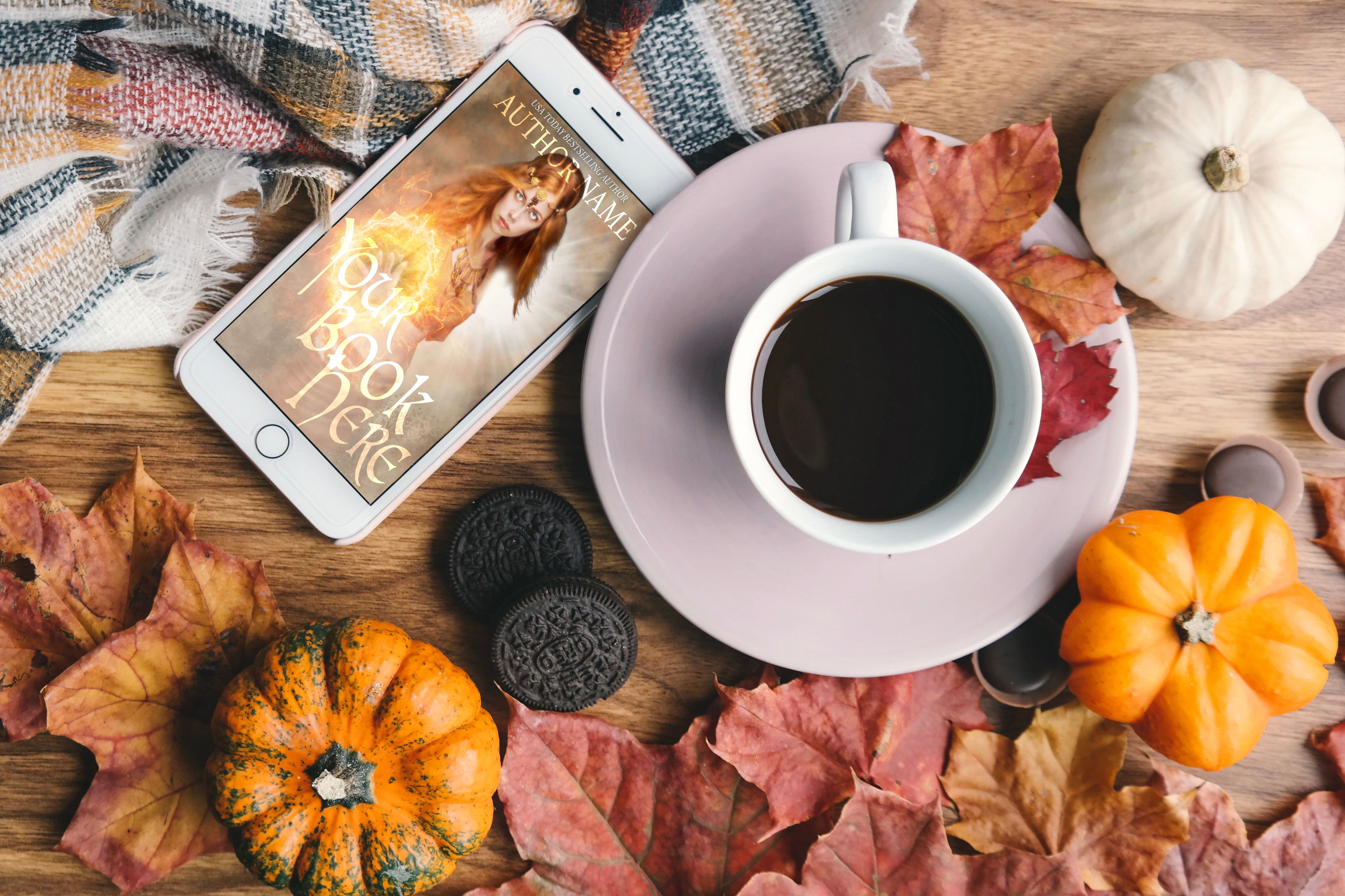 Book with Coffee and Fall Leaves. A Raven Design