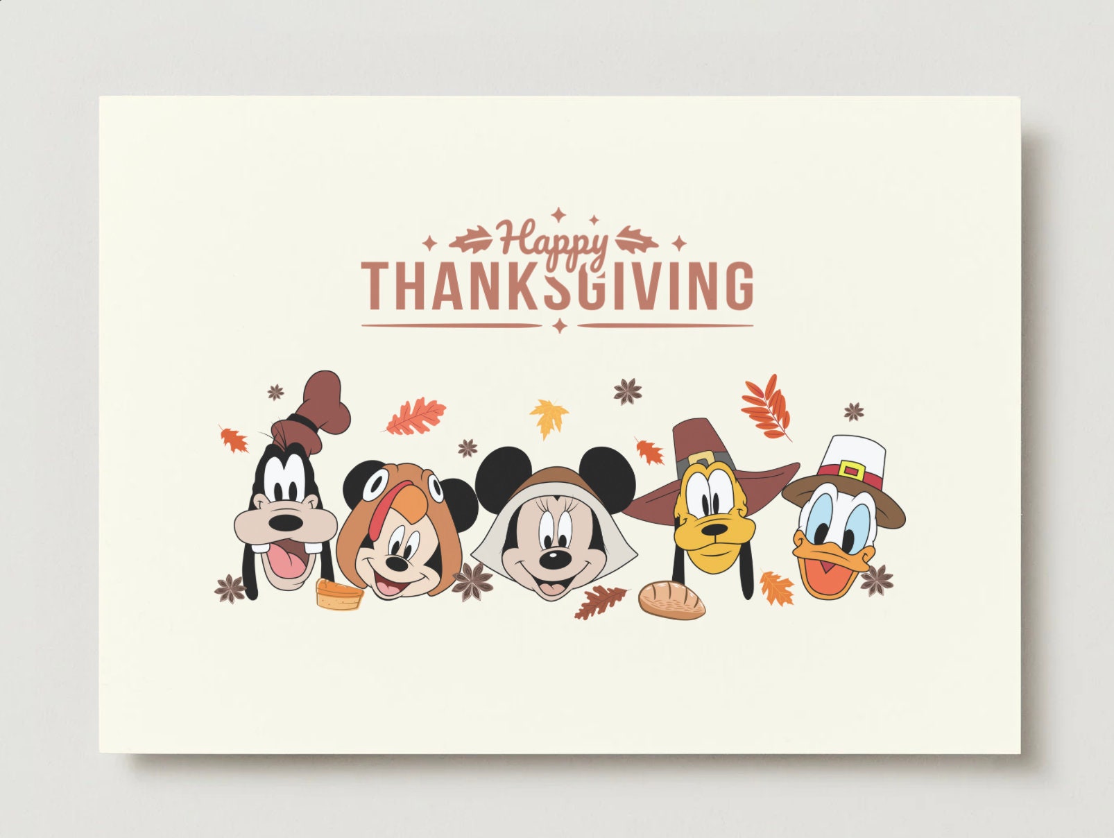 Disney Thanksgiving Cards Set of 6 or Individual With Envelope