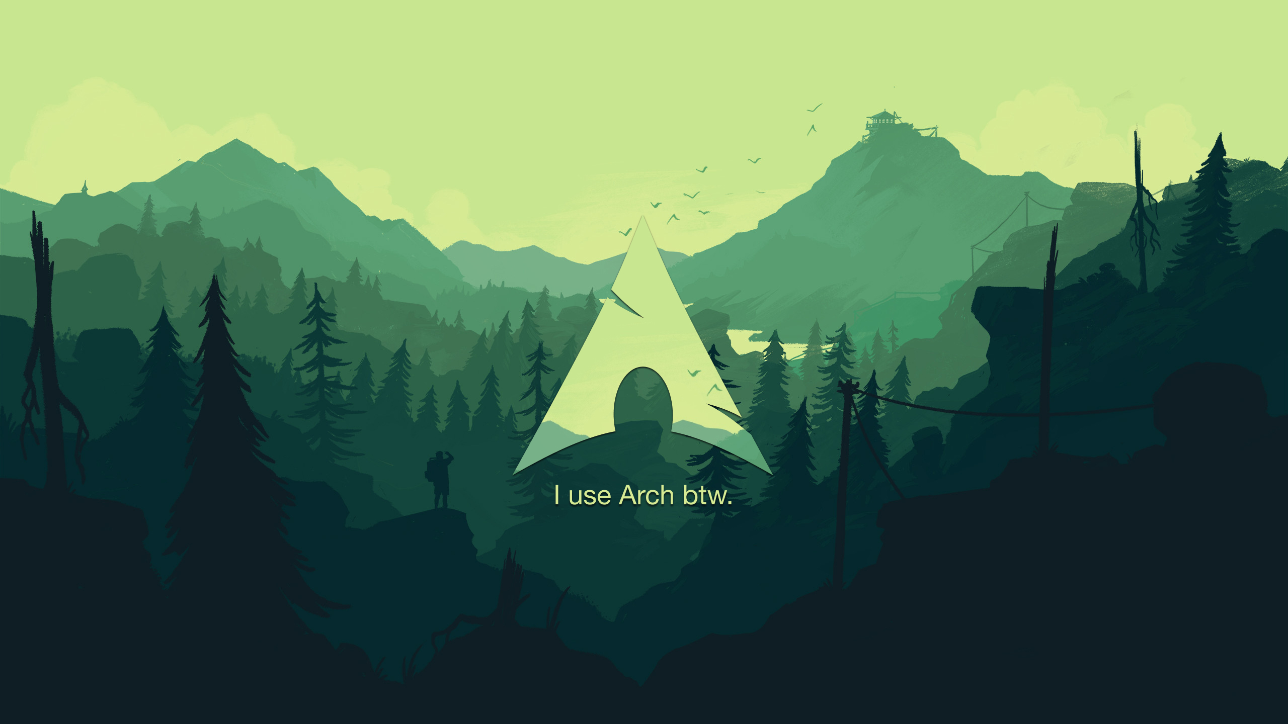 Arch wallpaper with firewatch background [2560 x 1440]