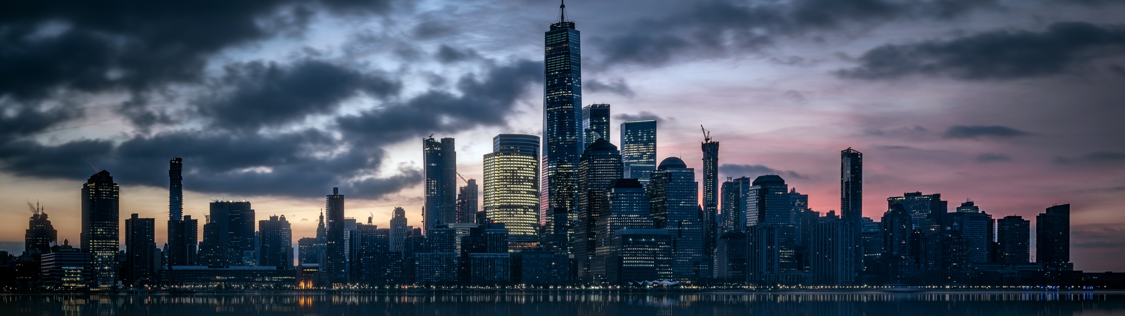 Manhattan Skyline Wallpaper 4K, Hudson River, Cityscape
