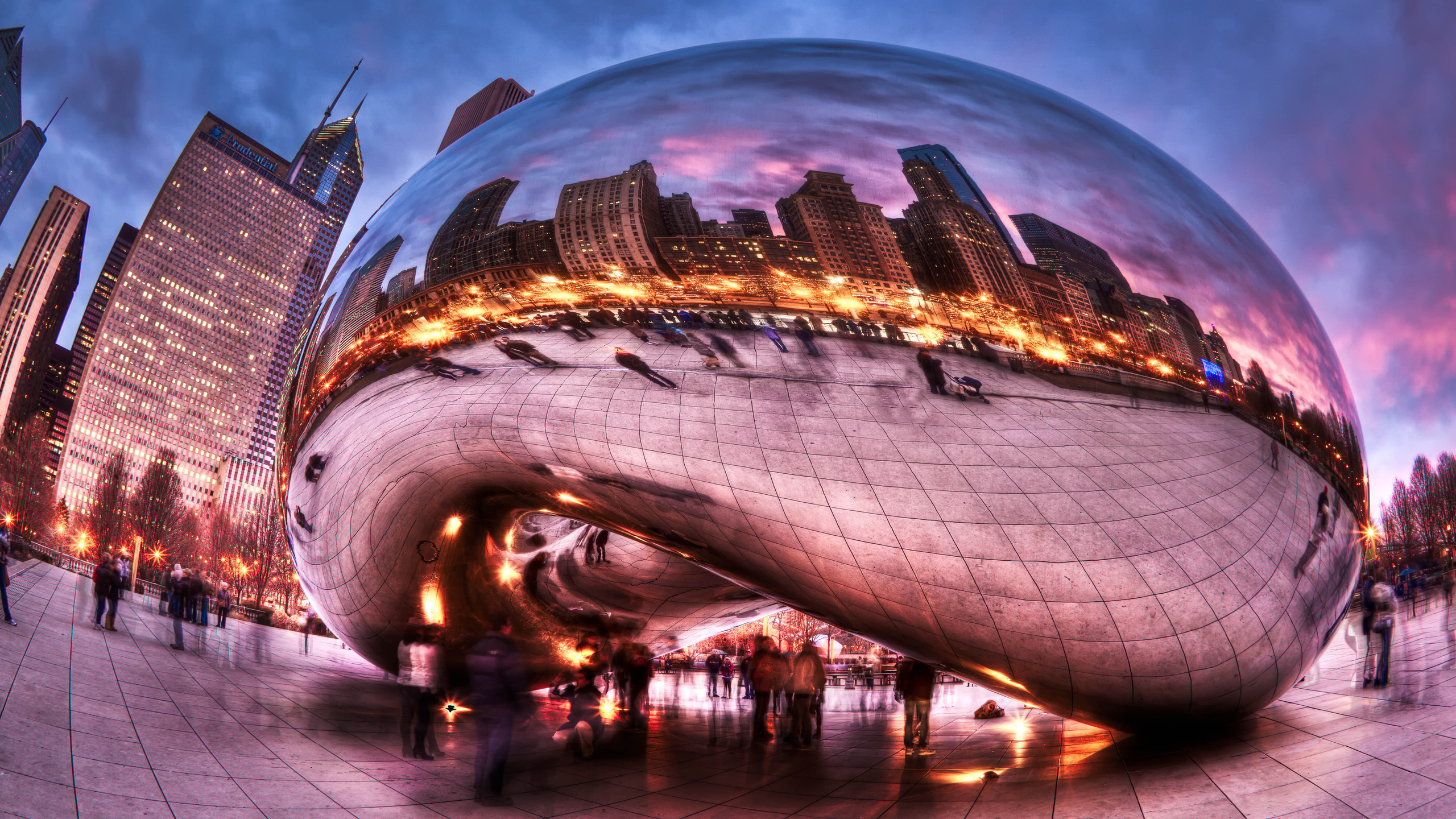 Wallpaper Cloud Gate Chicago During Night Time, Background Free Image