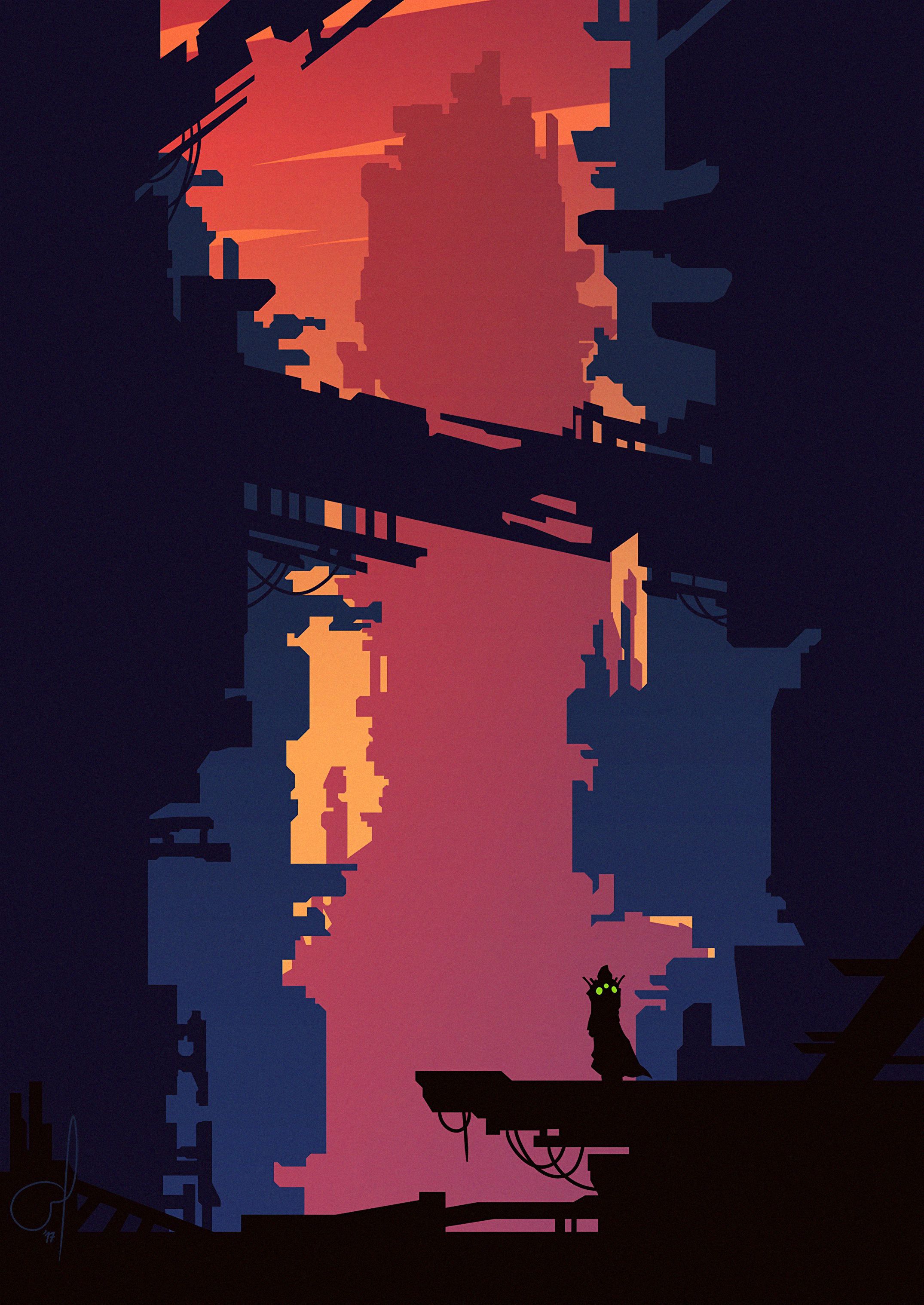 Phone wallpaper: Vector, Art, Silhouette, City, Building 140952