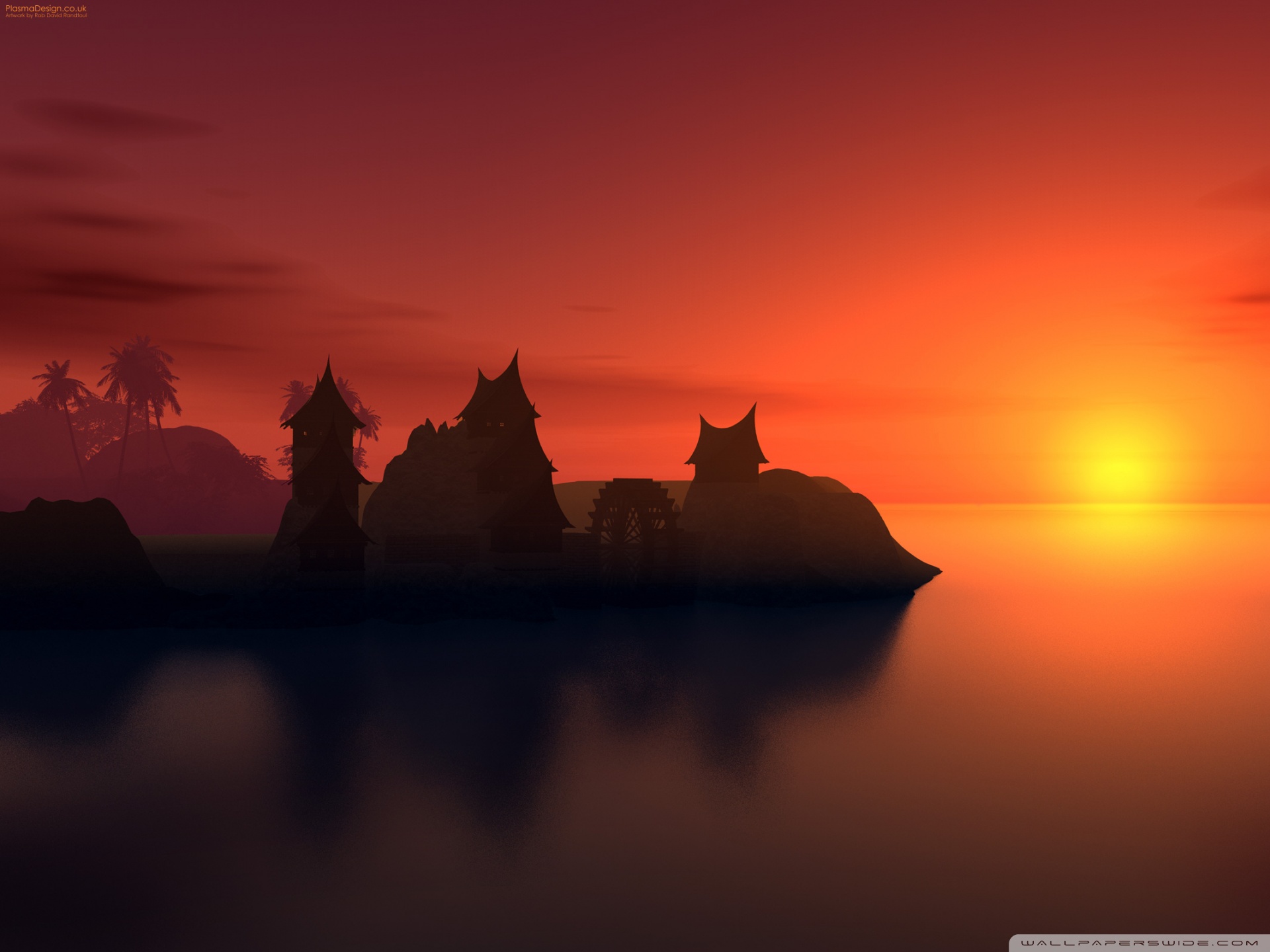 Sunset Vector Art 4K UHD Wallpaper for UltraHD Desktop and TV, Dual Monitor, Smartphone and Tablet Devices