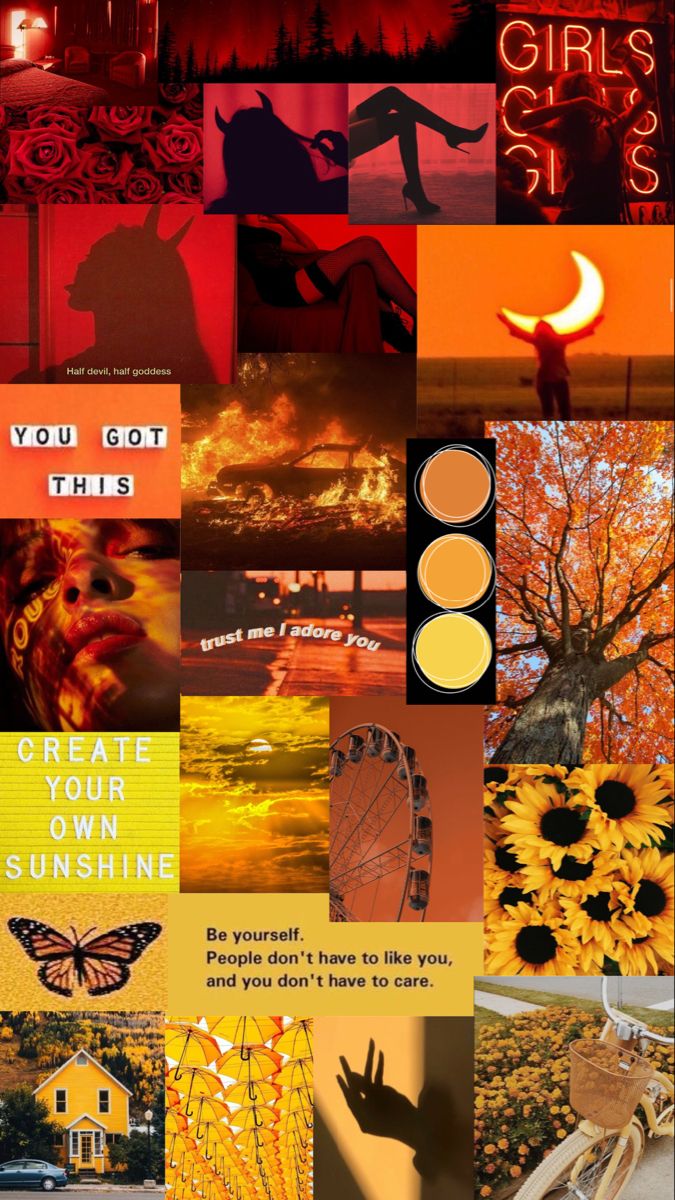 Yellow orange and red aesthetic mood board