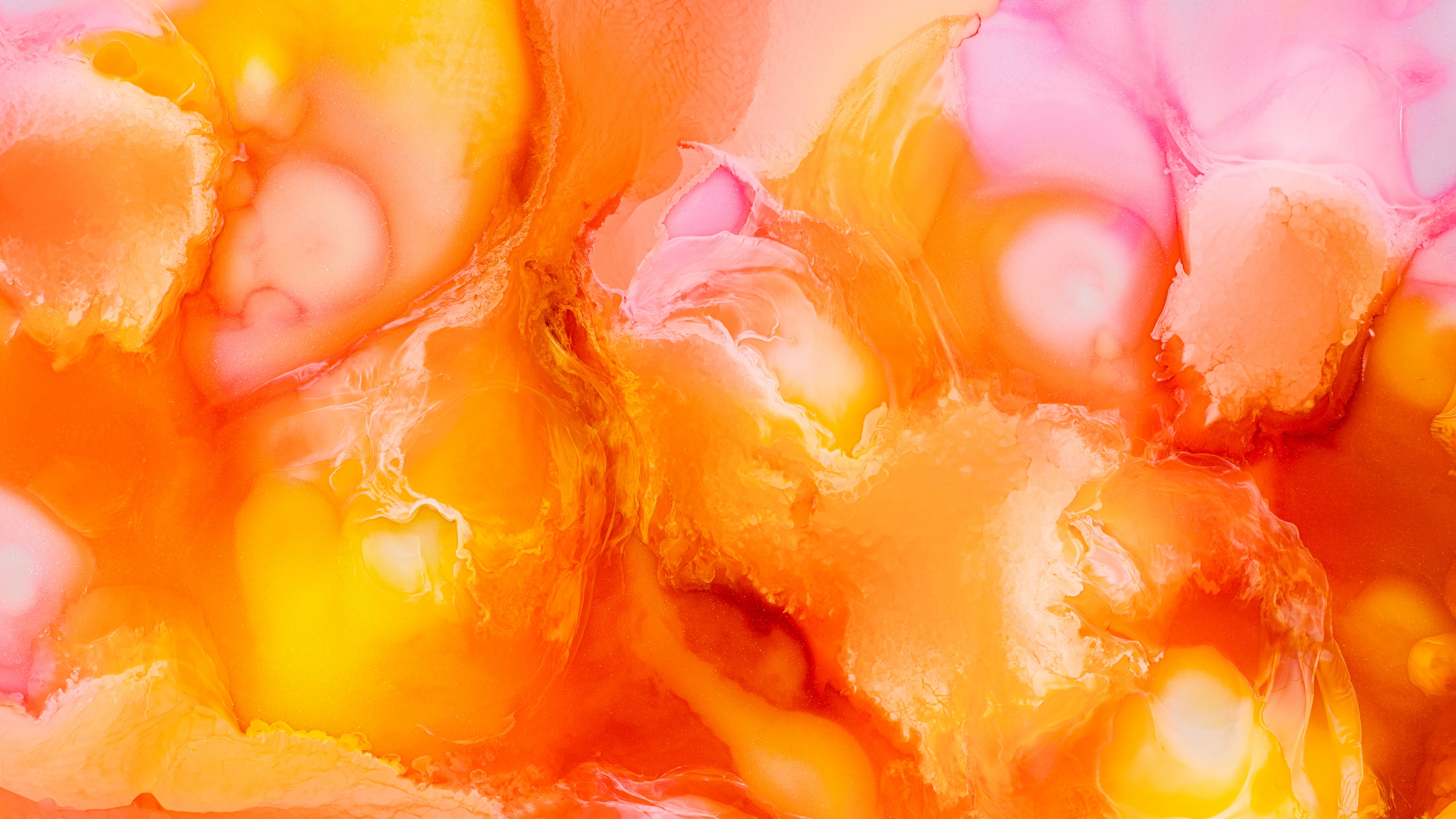 Yellow Wallpaper 4K, Liquid art, Pearl ink, Fluid