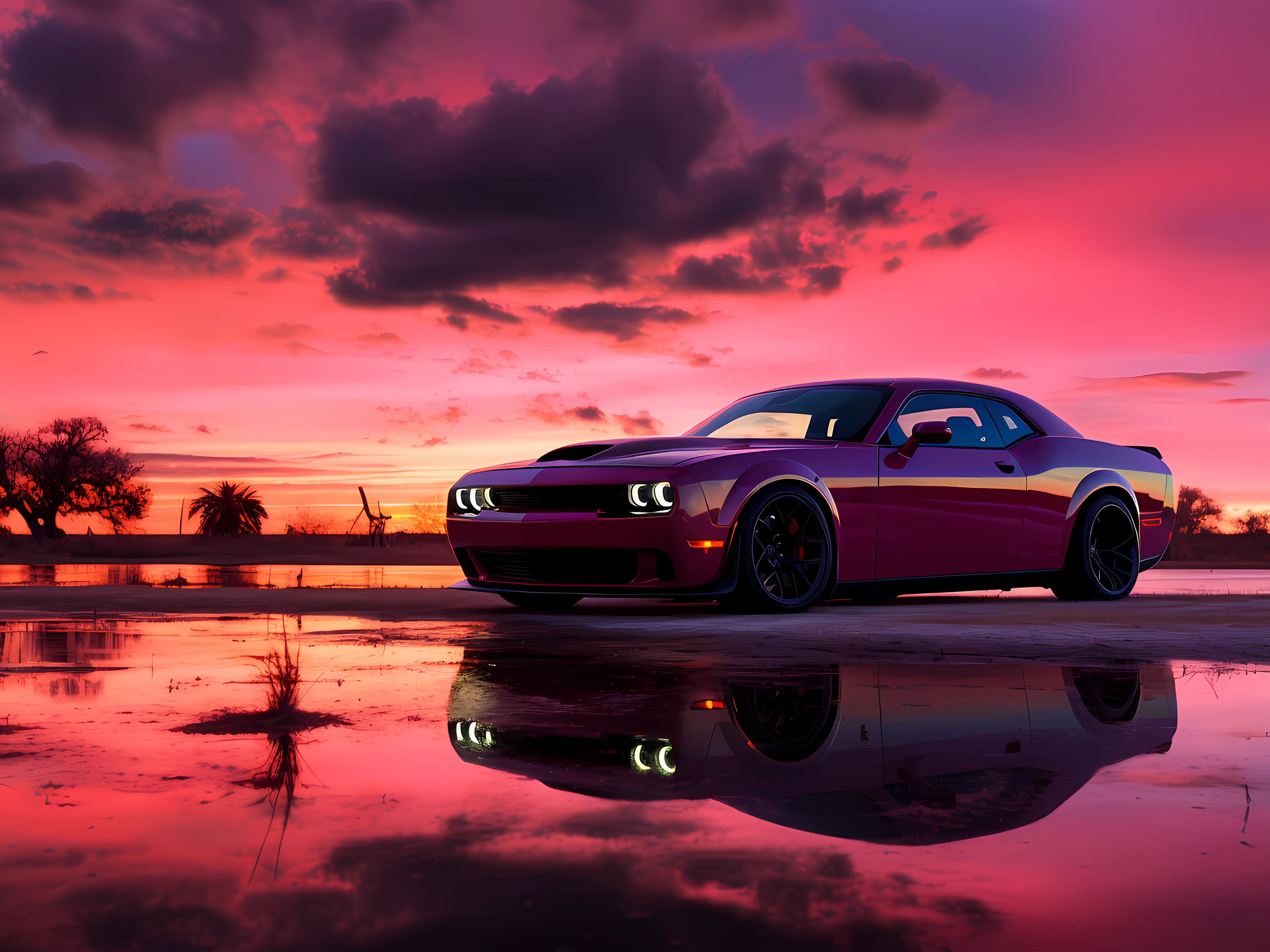 Sunset Dodge Challenger Hellcat