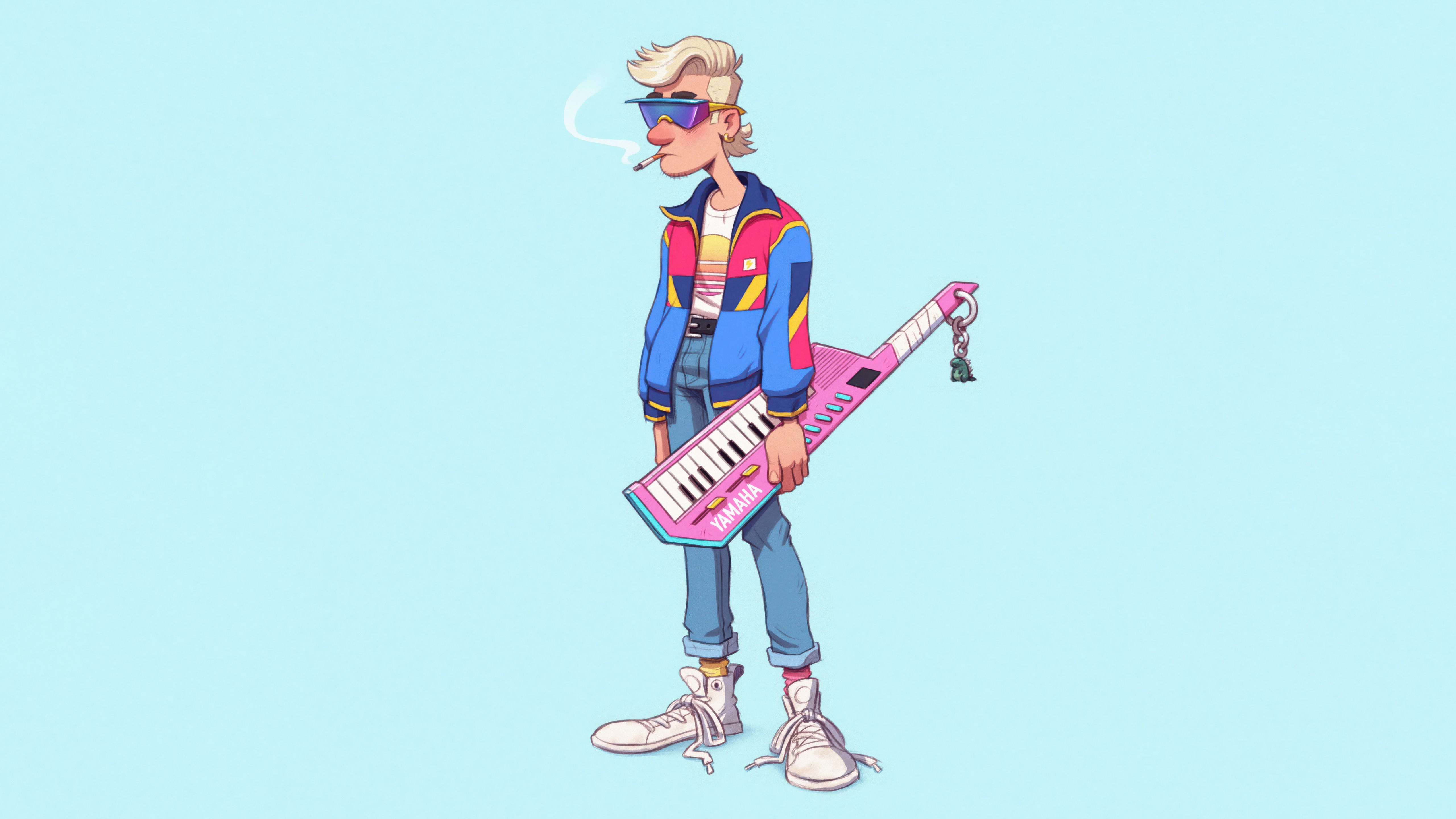 Retro Guy With Yamaha Keytar One Plus 5T, Honor 7x, Honor view 10, Lg Q6 , HD 4k Wallpaper, Image, Background, Photos and Picture