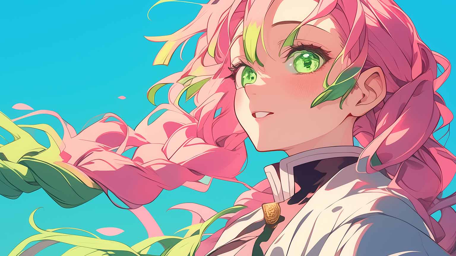 Free Demon Slayer Mitsuri Kanroji Pink Hair Desktop Wallpaper