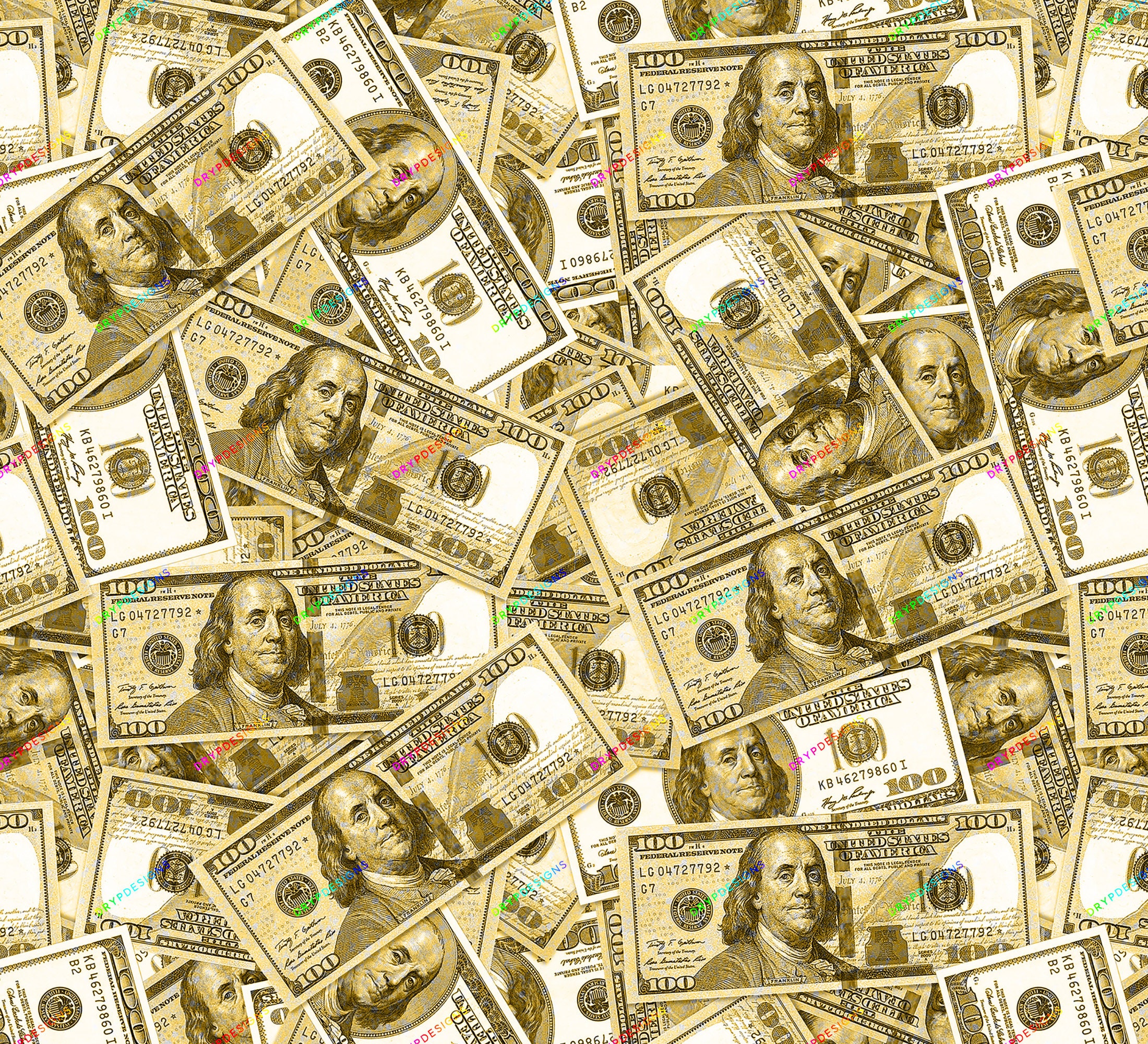 Gold Money Digital Background Dollar Bills Seamless Digital Paper Cash Background PNG