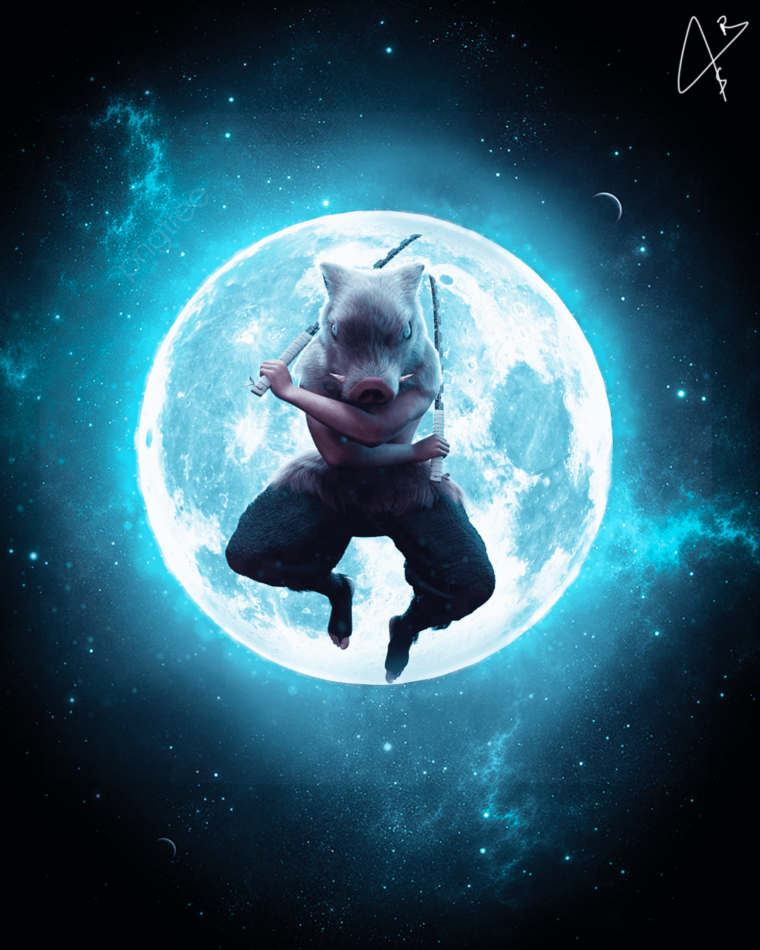 I made 3D fan art of hashibira inosuke