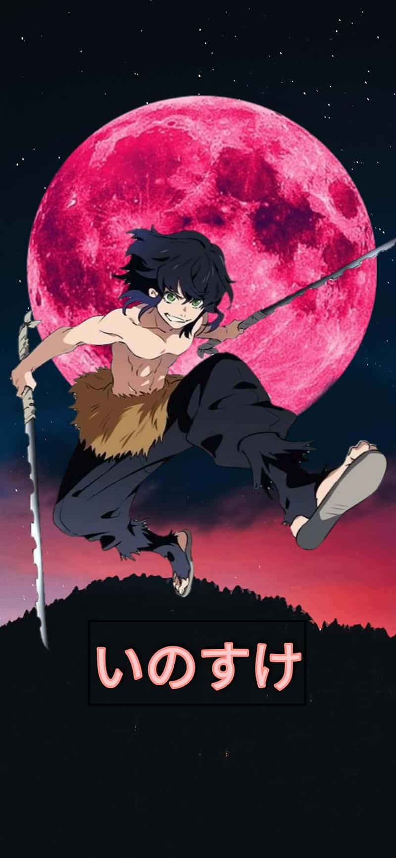 Download Inosuke Under The Crimson Moon Wallpaper