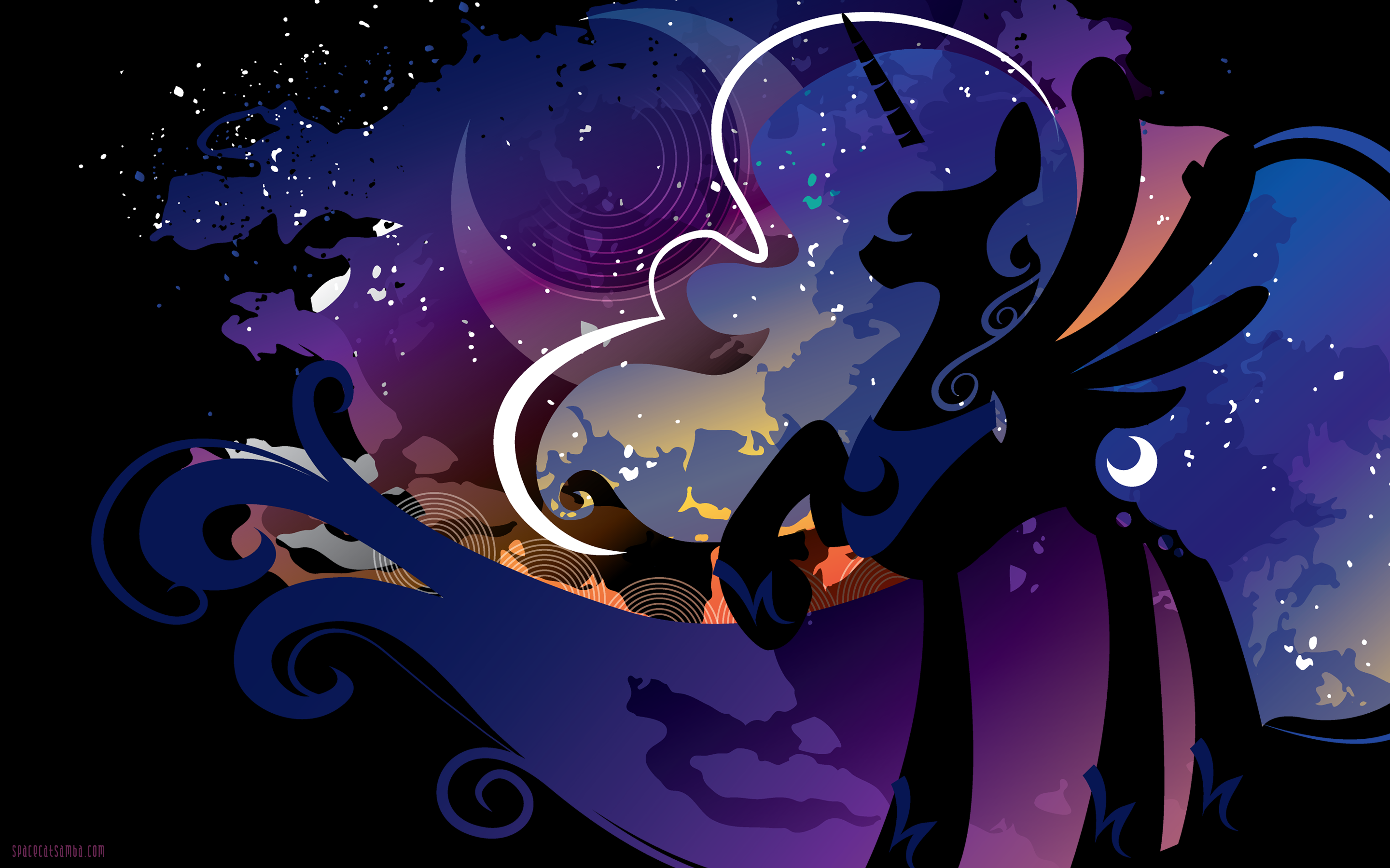 Luna Silhouette Wall by SambaNeko. My Little Pony wallpaper. My Little Wallpaper are Magic