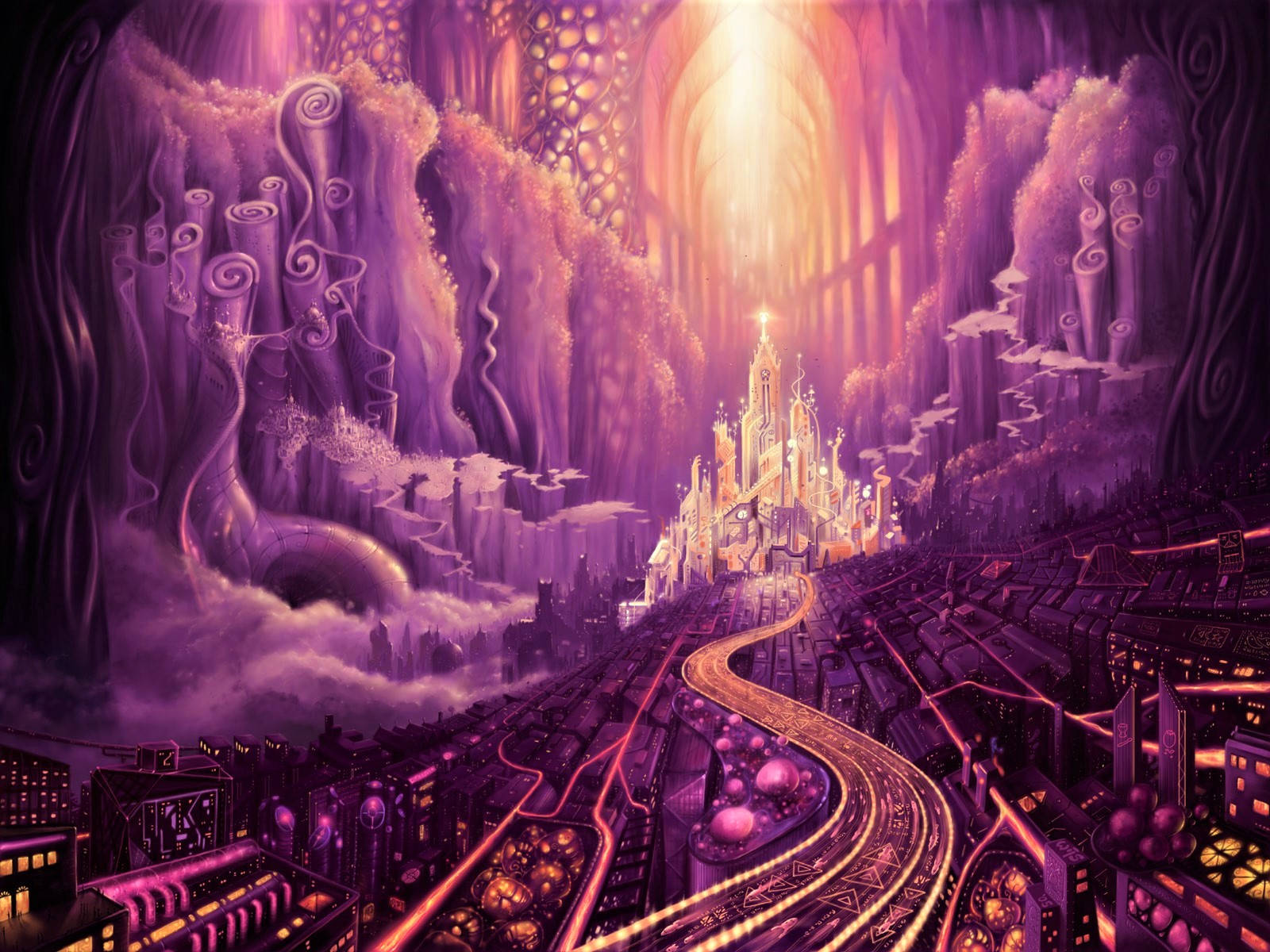 Download Castle In Purple Enchanted World Wallpaper