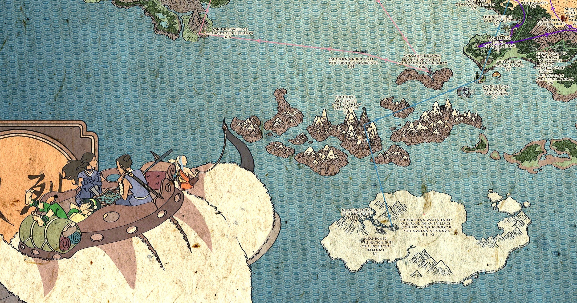 Avatar: The Last Airbender World Map Fantasy Cartoon Home Decor in Poster Print or Canvas Art