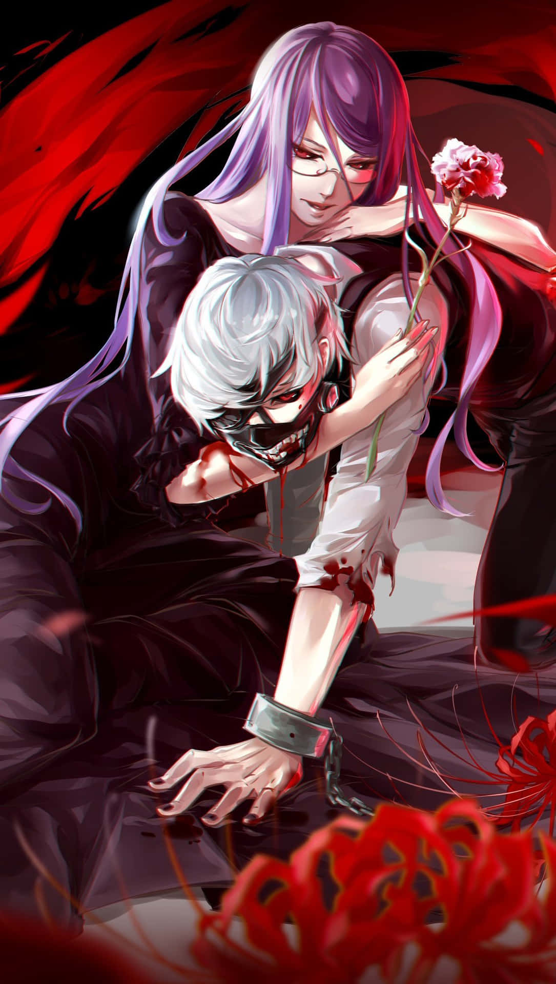 Download Rize Hugging Ken Kaneki Tokyo Ghouls Anime Wallpaper