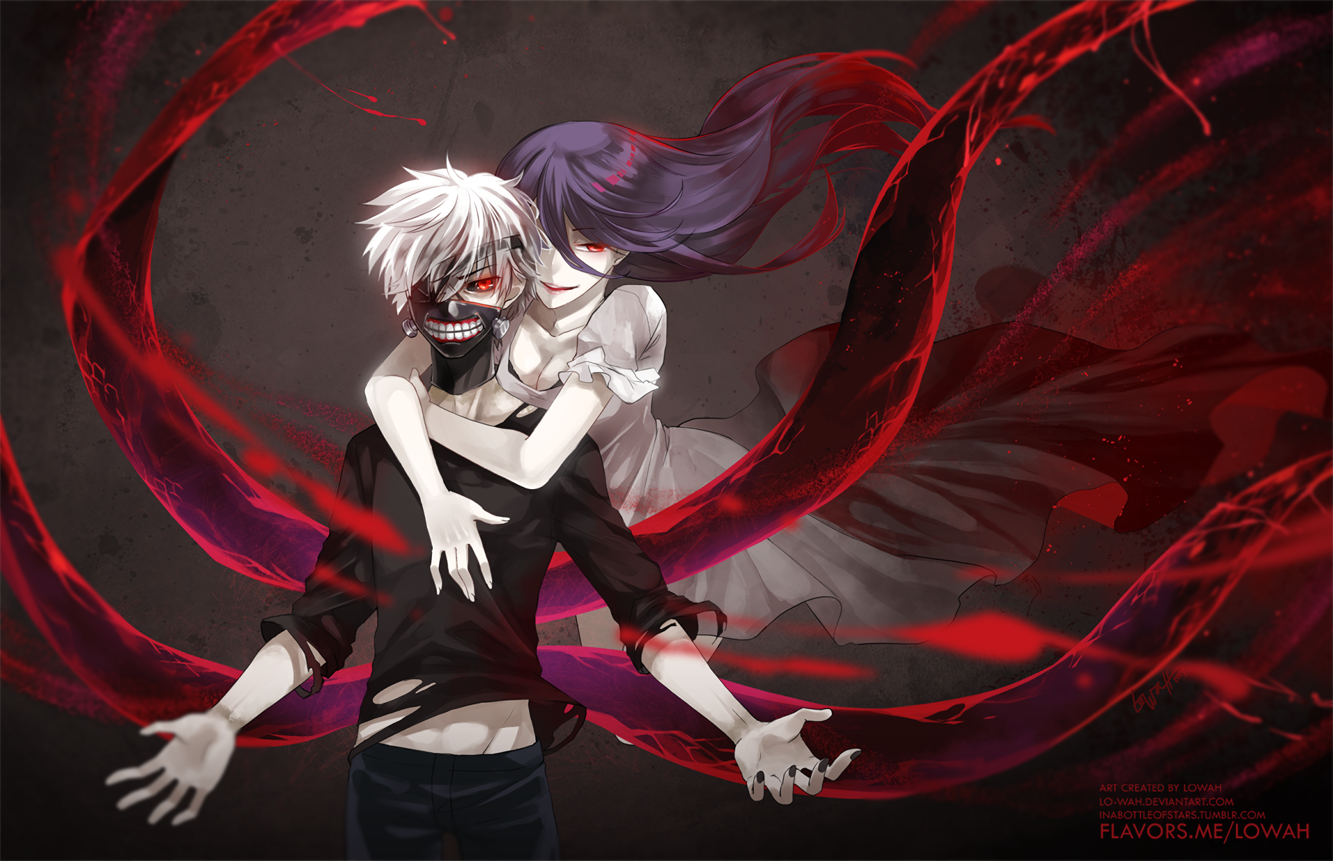 Tokyo Ghoul HD Wallpaper: Ken Kaneki And Rize Kamishiro By Lo Wah