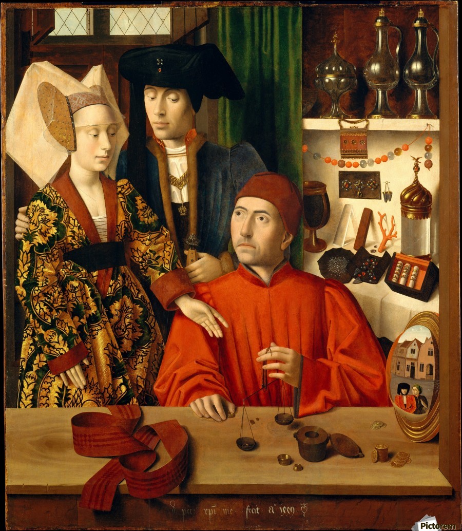At the gold merchant by Petrus Christus Wall Art