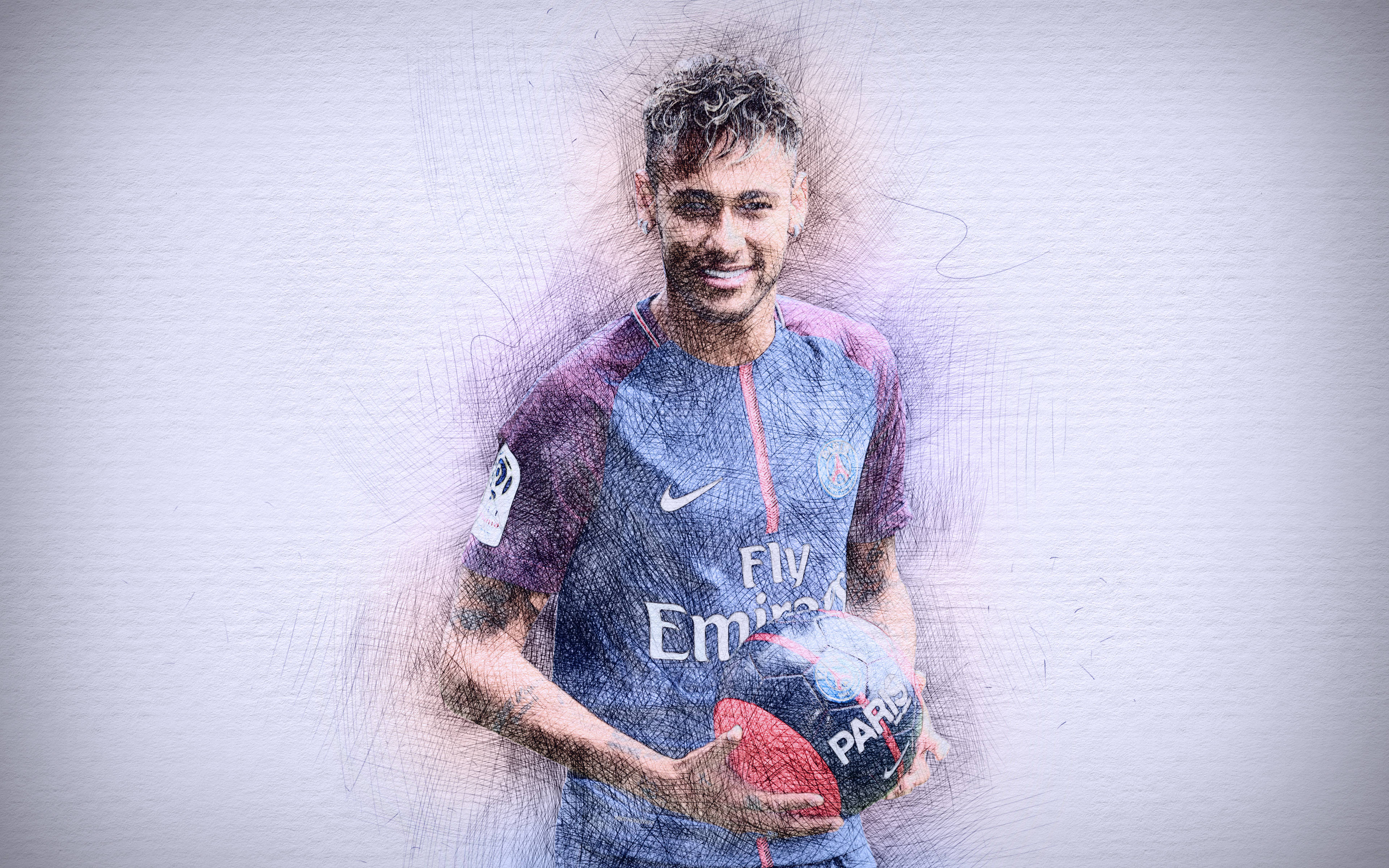Download Cool Neymar Jr Digital Sketch Wallpaper