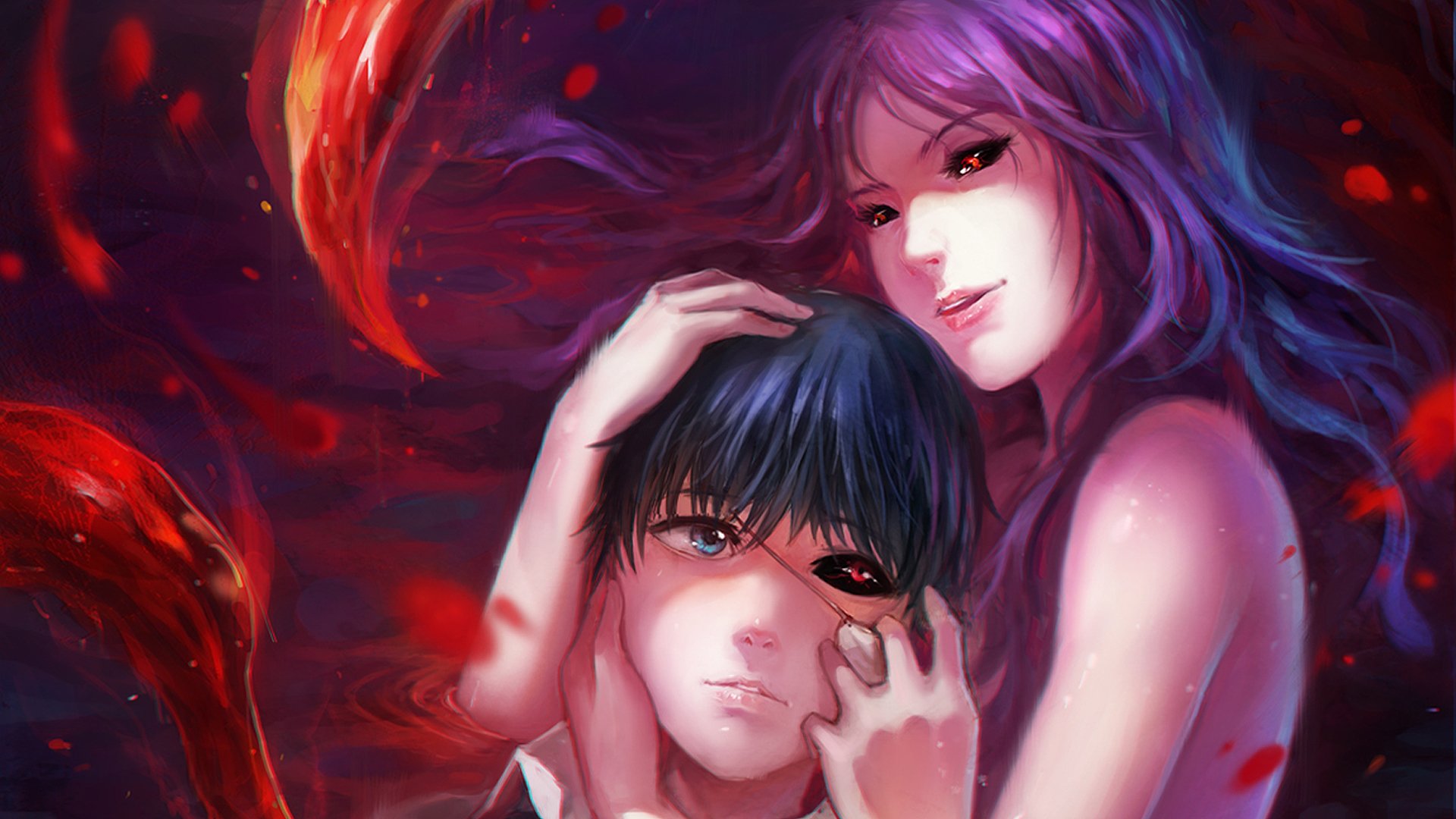 Tokyo Ghoul HD Wallpaper: Ken & Rize with Kagune