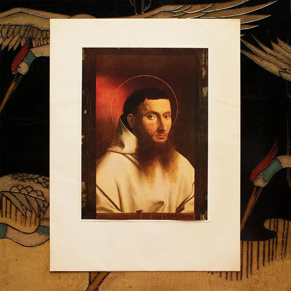 After Petrus Christus Portrait Of Charthusian, Vintage Full Color Print