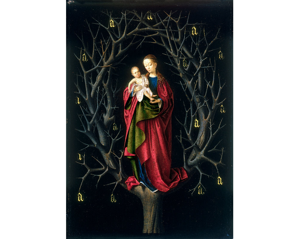 Virgin of the Dry Tree art print, Petrus Christus, Medieval religious painting, Our Lady of the Barren Tree, Vintage religious icon wall art