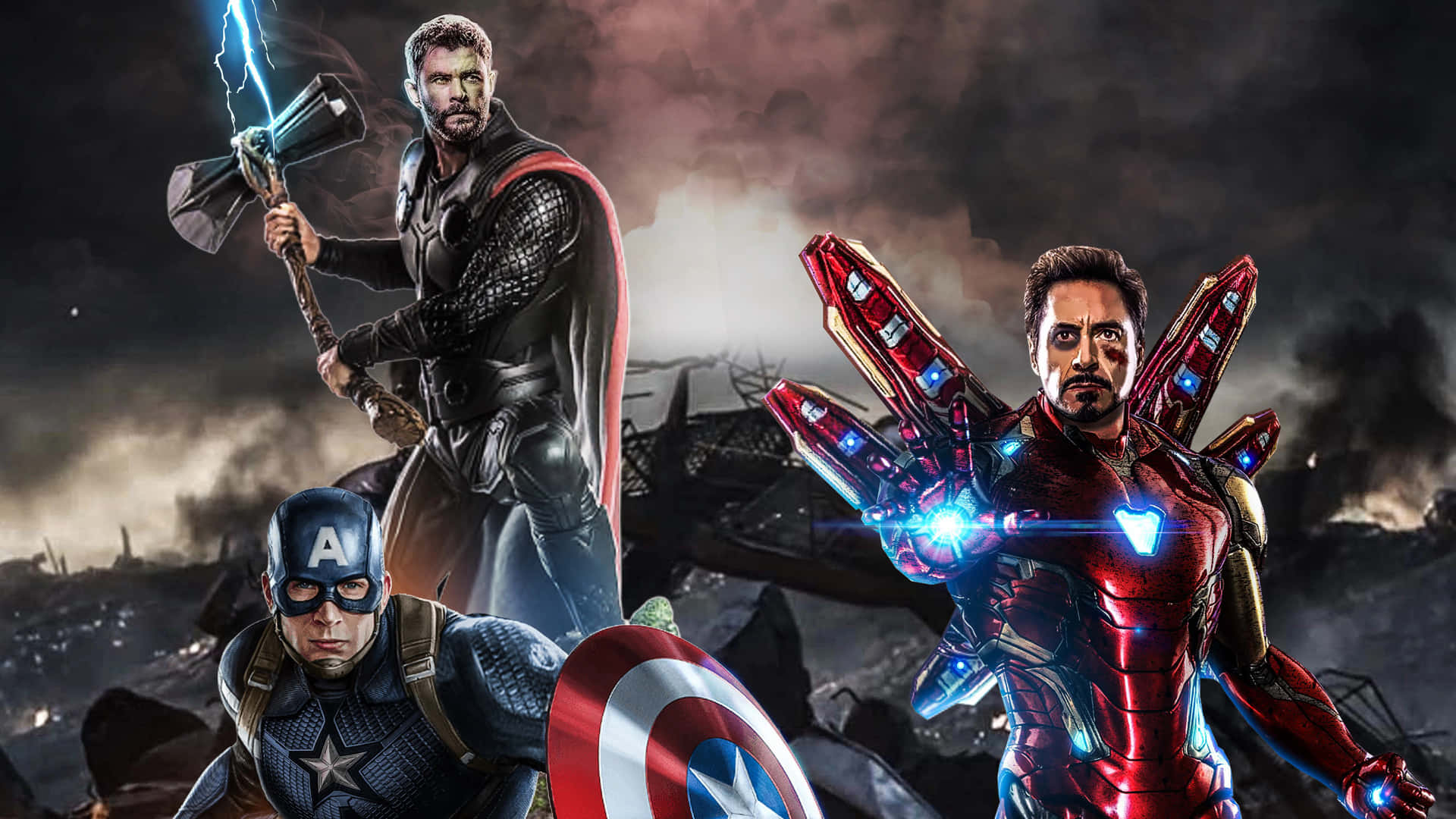 Download The Last Avenger Standing. America and his team in Endgame Wallpaper