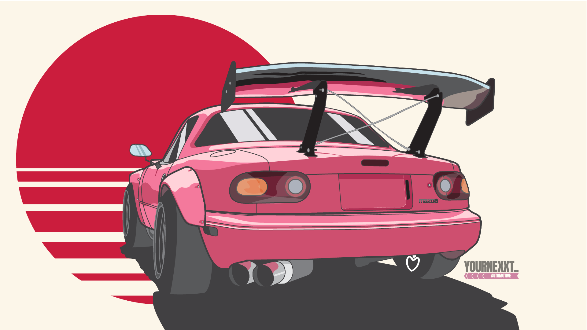 Neon Pink Miata NA digital illustration!