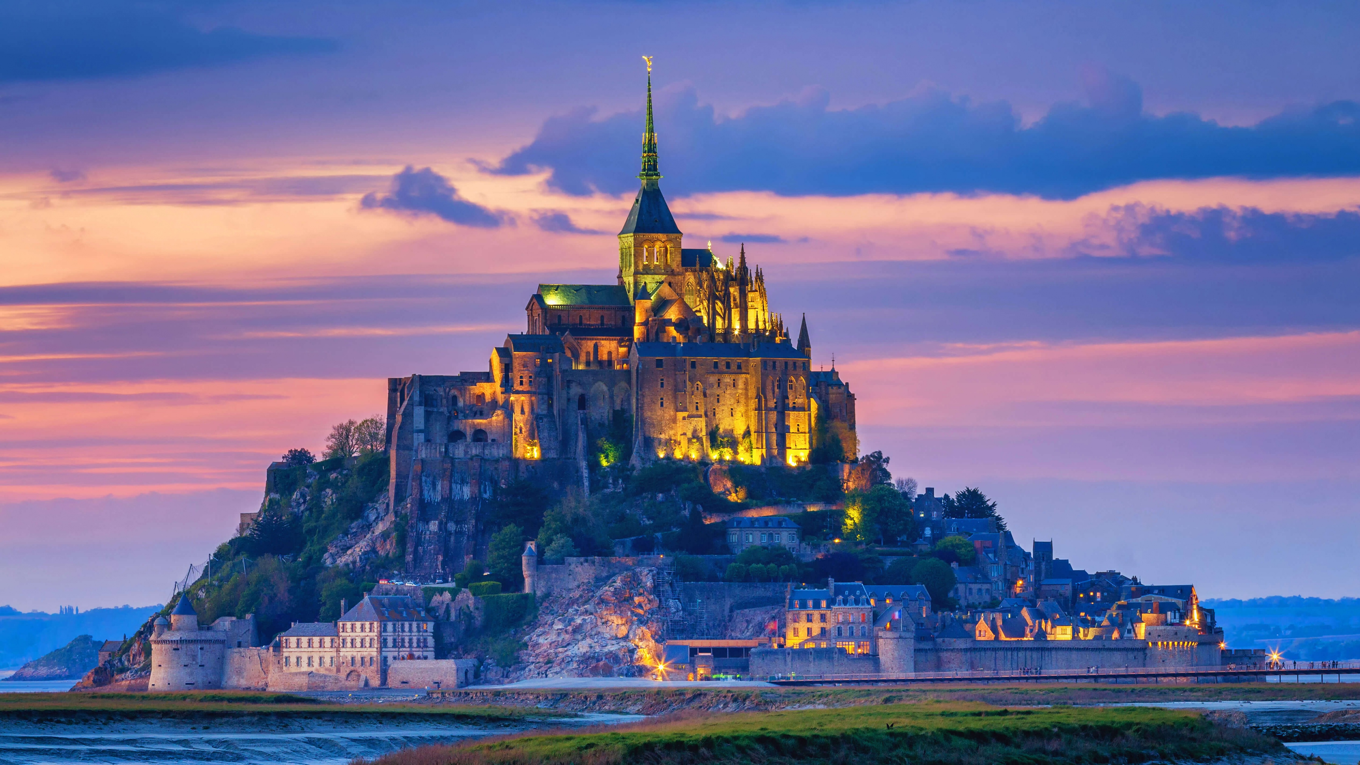 Abbey Wallpaper 4K, Mont Saint Michel, Normandy