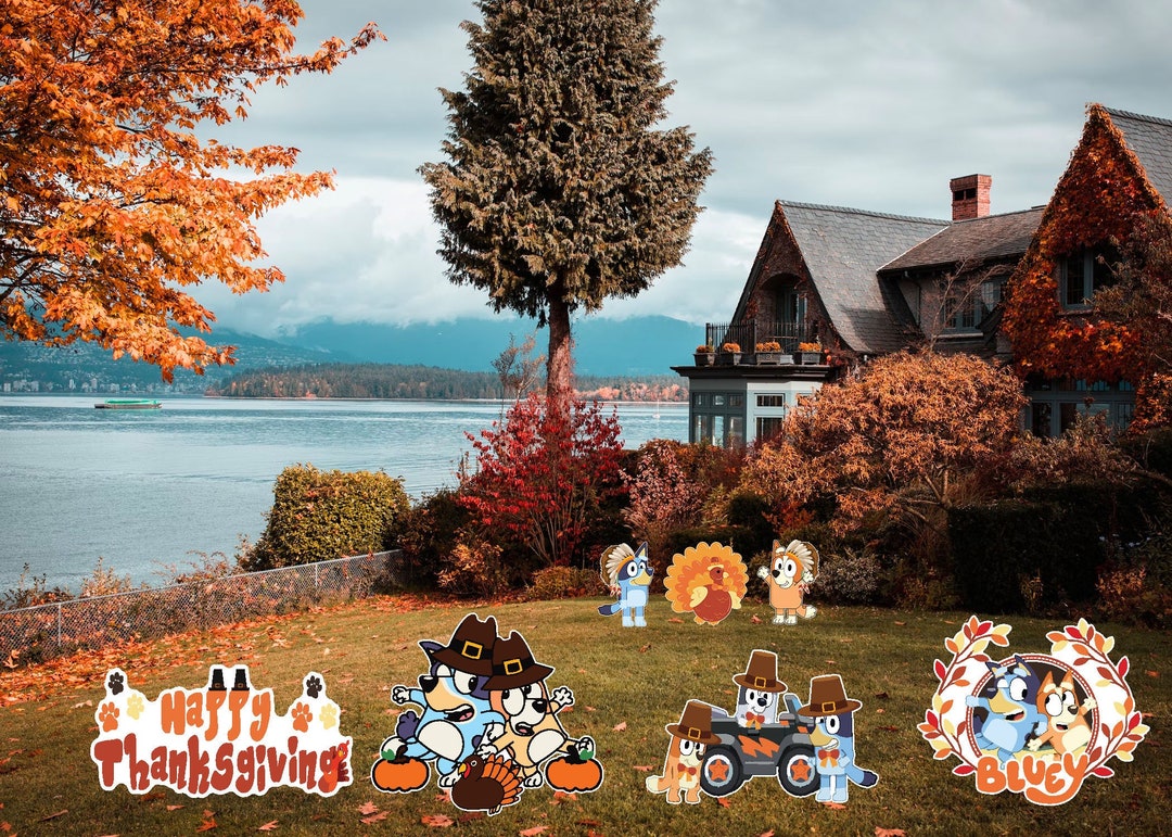 Bluey, Bingo Thanksgiving Turkey Indian Decoration Fall Autumn Yard Sign Cut Out