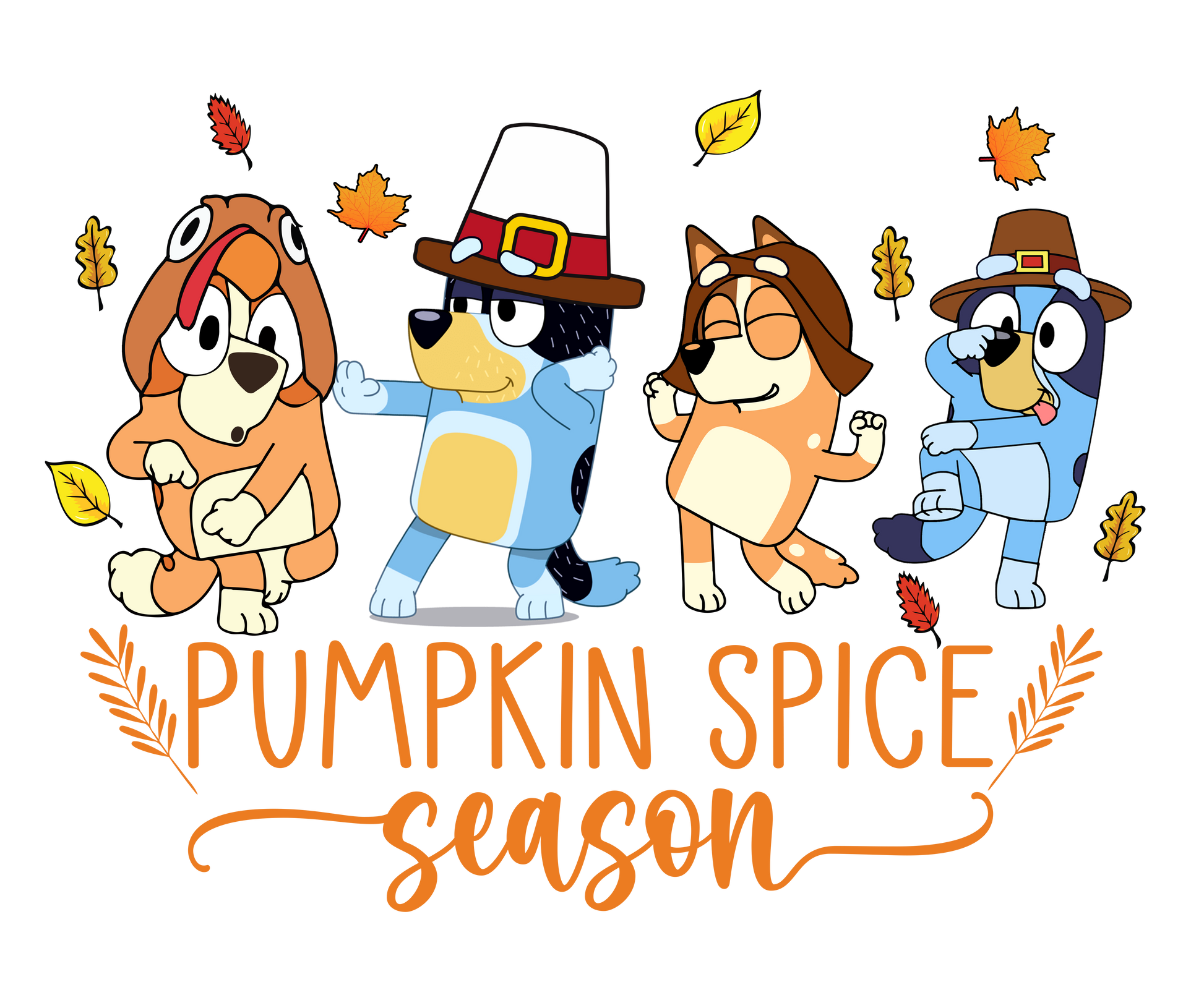 bluey pumpkin spice Fall DTF Transfer (7x7)