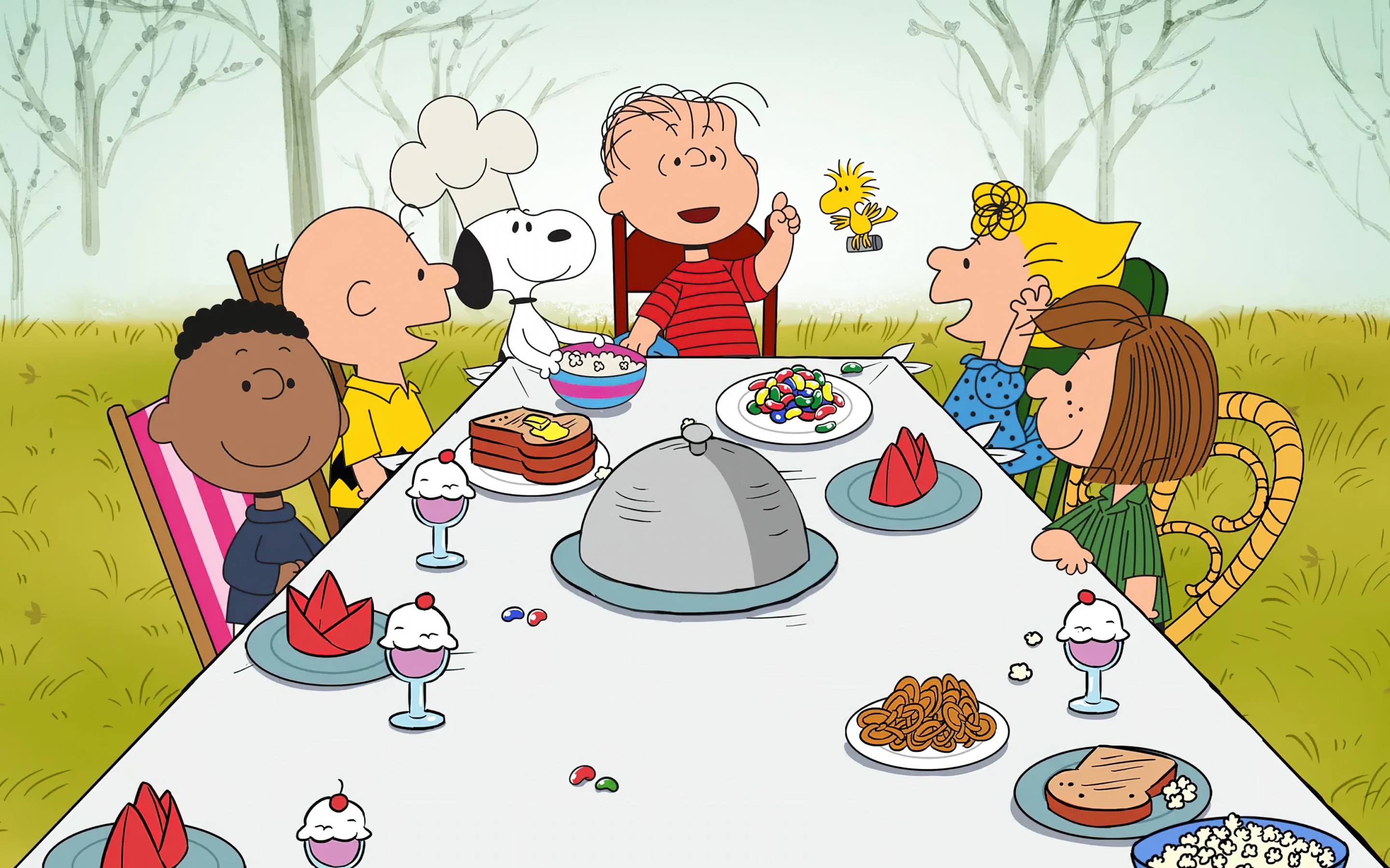 Thanksgiving Wallpaper 4K, Charlie Brown, Peanuts, Snoopy
