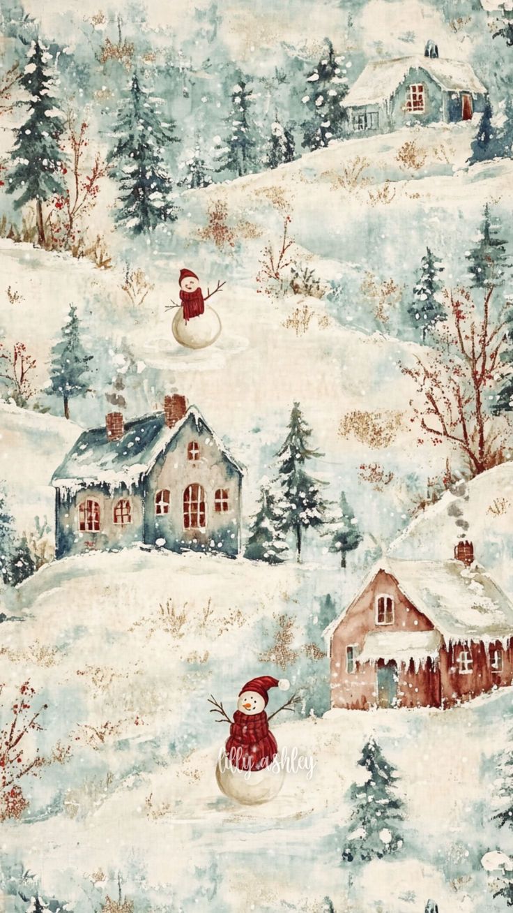 Free Winter Cottagecore Phone Wallpaper. Aesthetic iPhone Background for Christmas