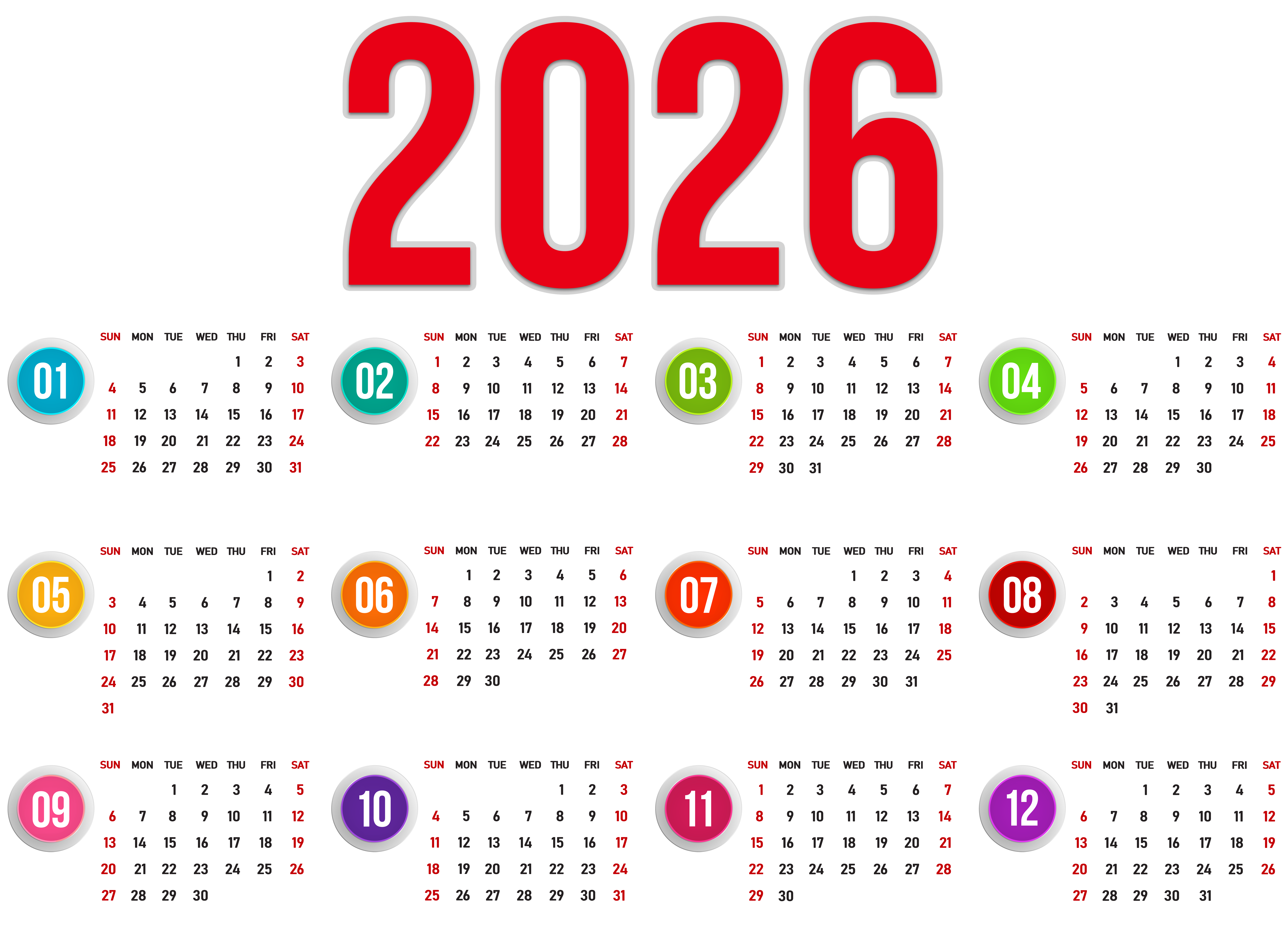2026 Calendar US Transparent PNG Image​-Quality Free Image and Transparent PNG Clipart