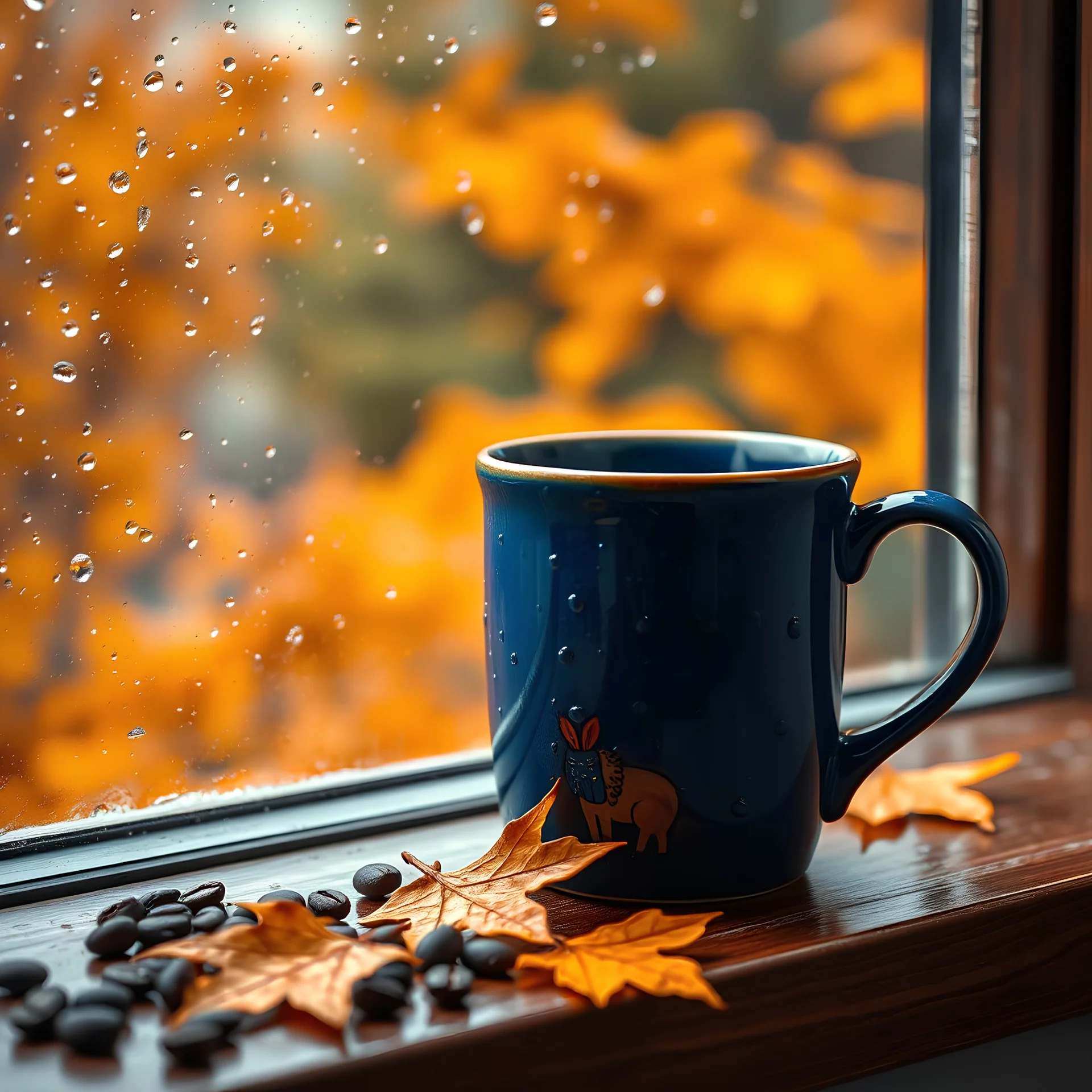 Create a cozy autumn scene focused on