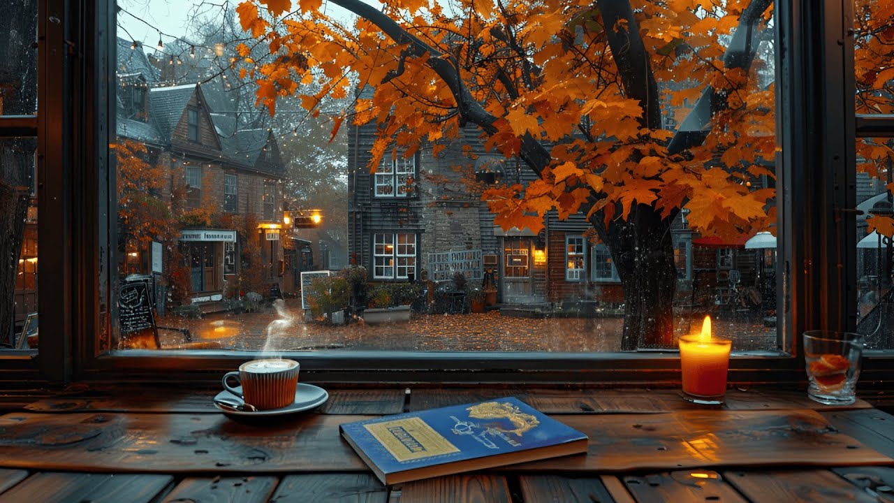 Morning Autumn Coffee Shop Ambience After Rainy