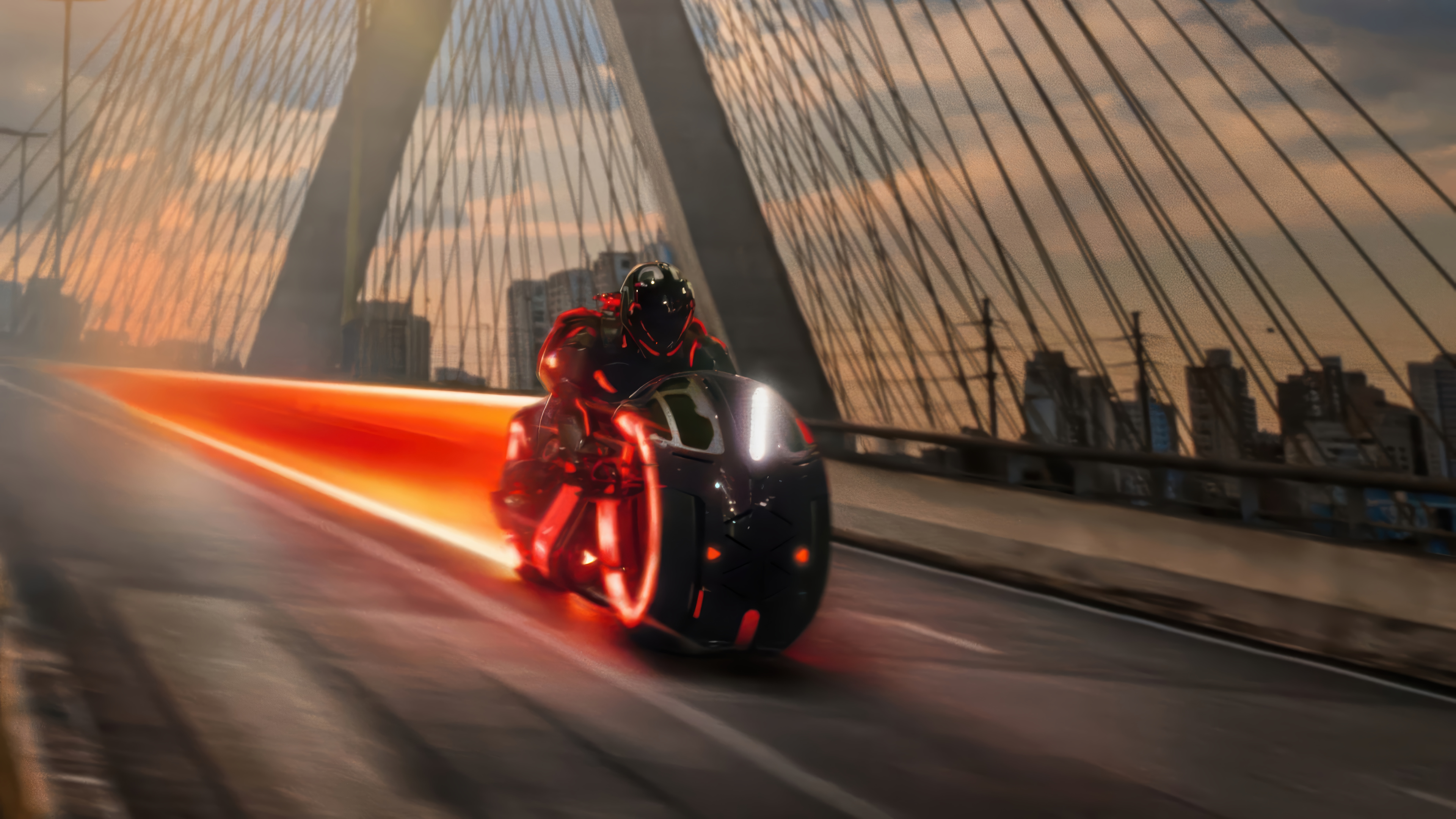 Tron: Ares Light Cycle Motorcycle Wallpaper 4K HD PC