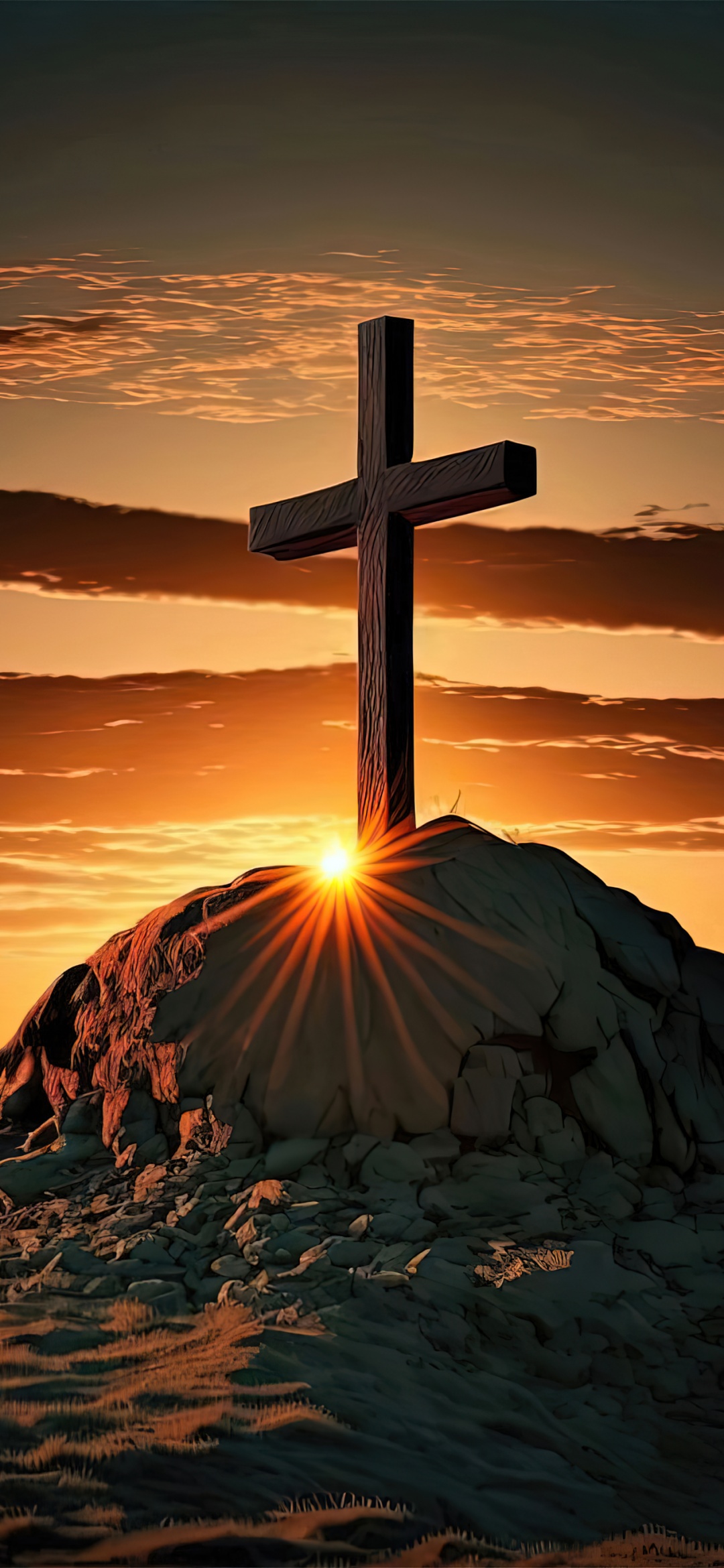 Christian cross Wallpaper 4K, AI art, Sunset, Jesus Cross