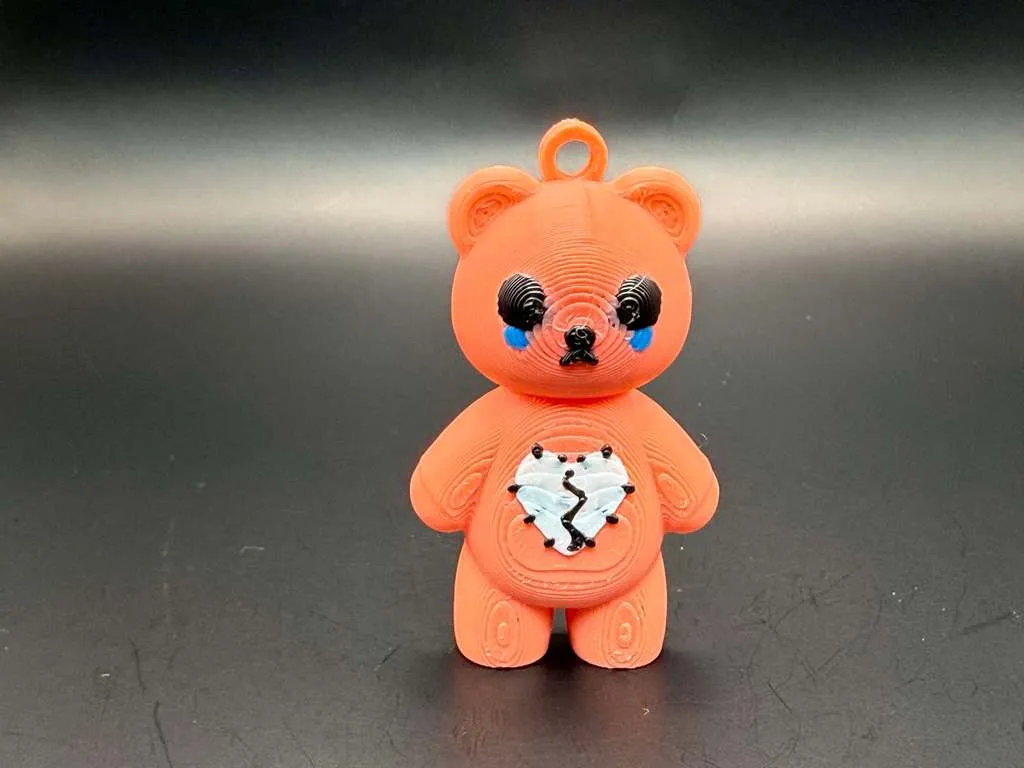 Broken Heart Sad Bear Figure and Keychain by Salvadori3D. Download free STL model