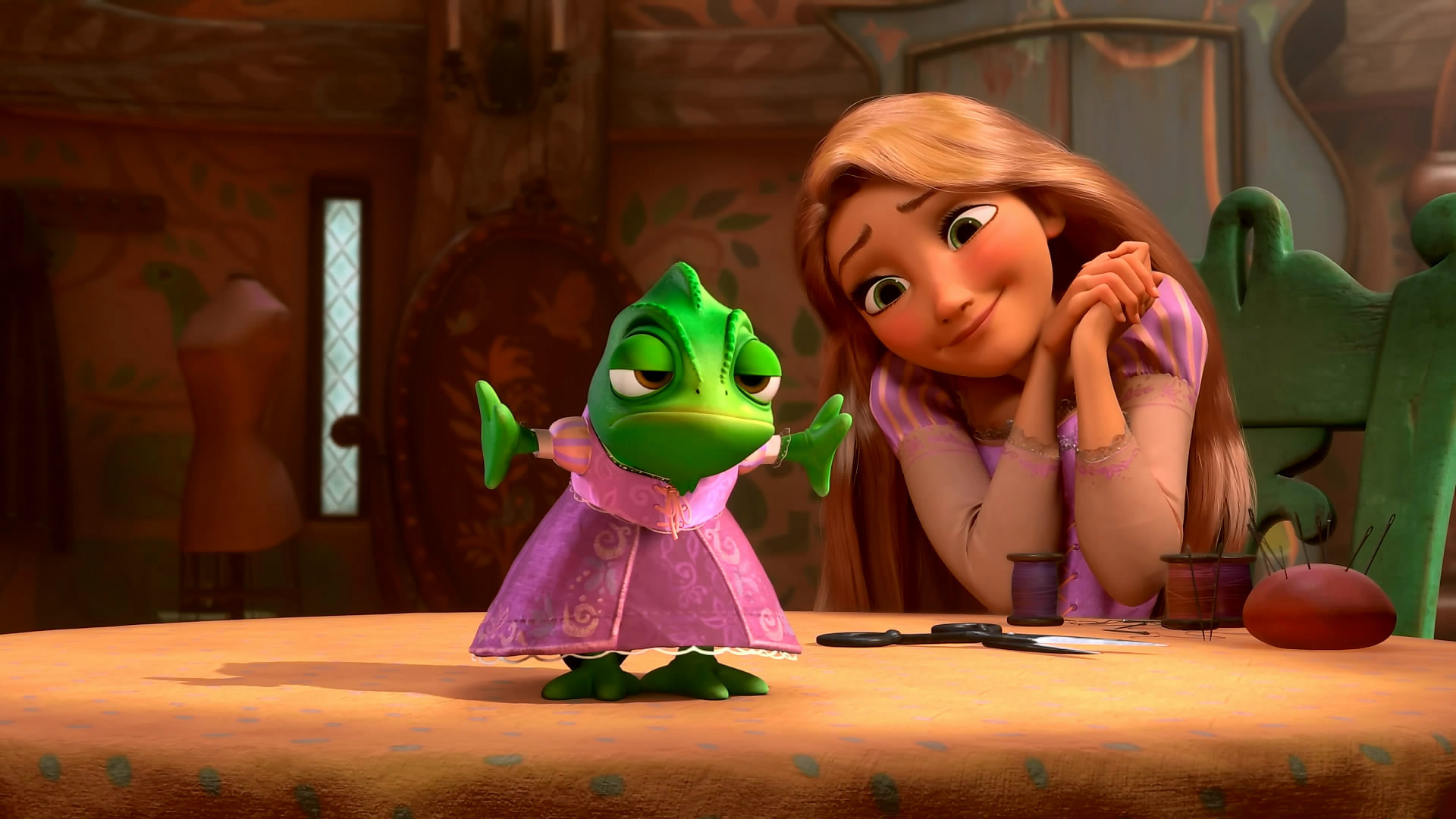 Wallpaper dress, Rapunzel, Pascal, Rapunzel: a Tangled tale for mobile and desktop, section фильмы, resolution 1920x1080