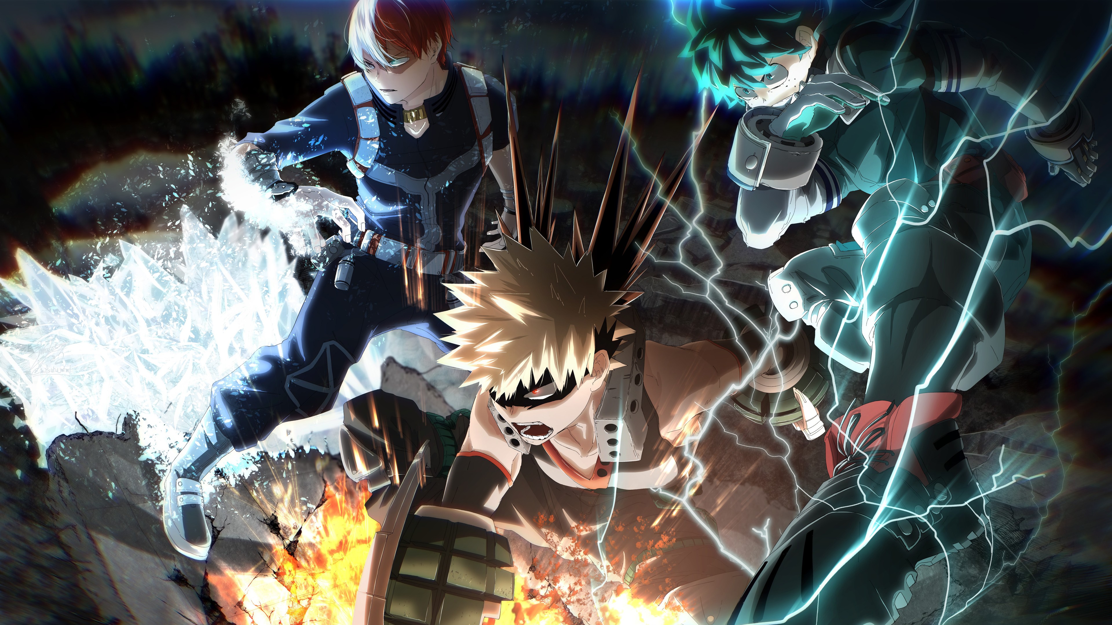 Izuku Midoriya Katsuki Bakugou Shoto Todoroki 4K 8K HD My Hero Academia Wallpaper