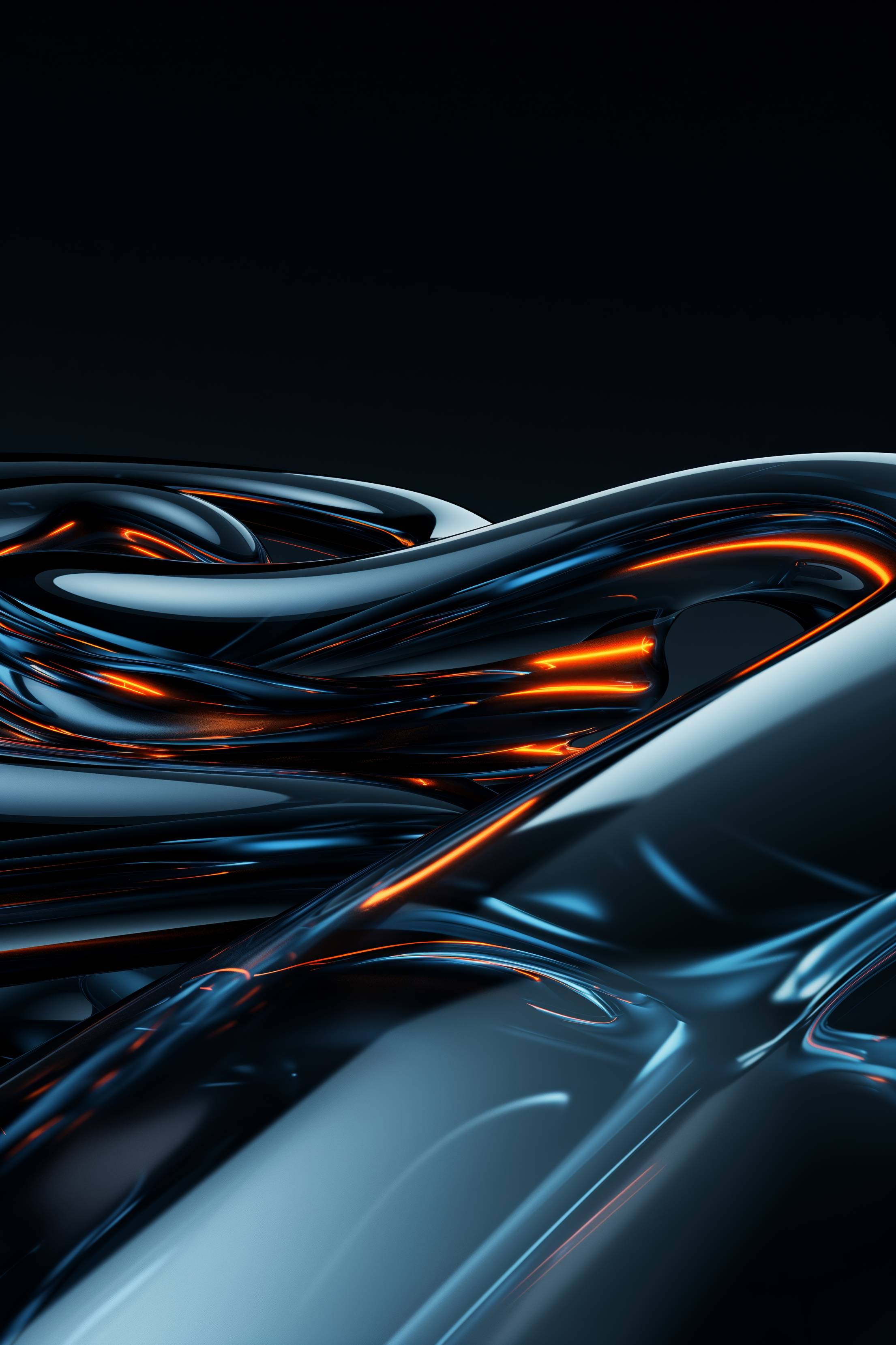 Futuristic Orange and Blue Glowing 3D Wallpaper
