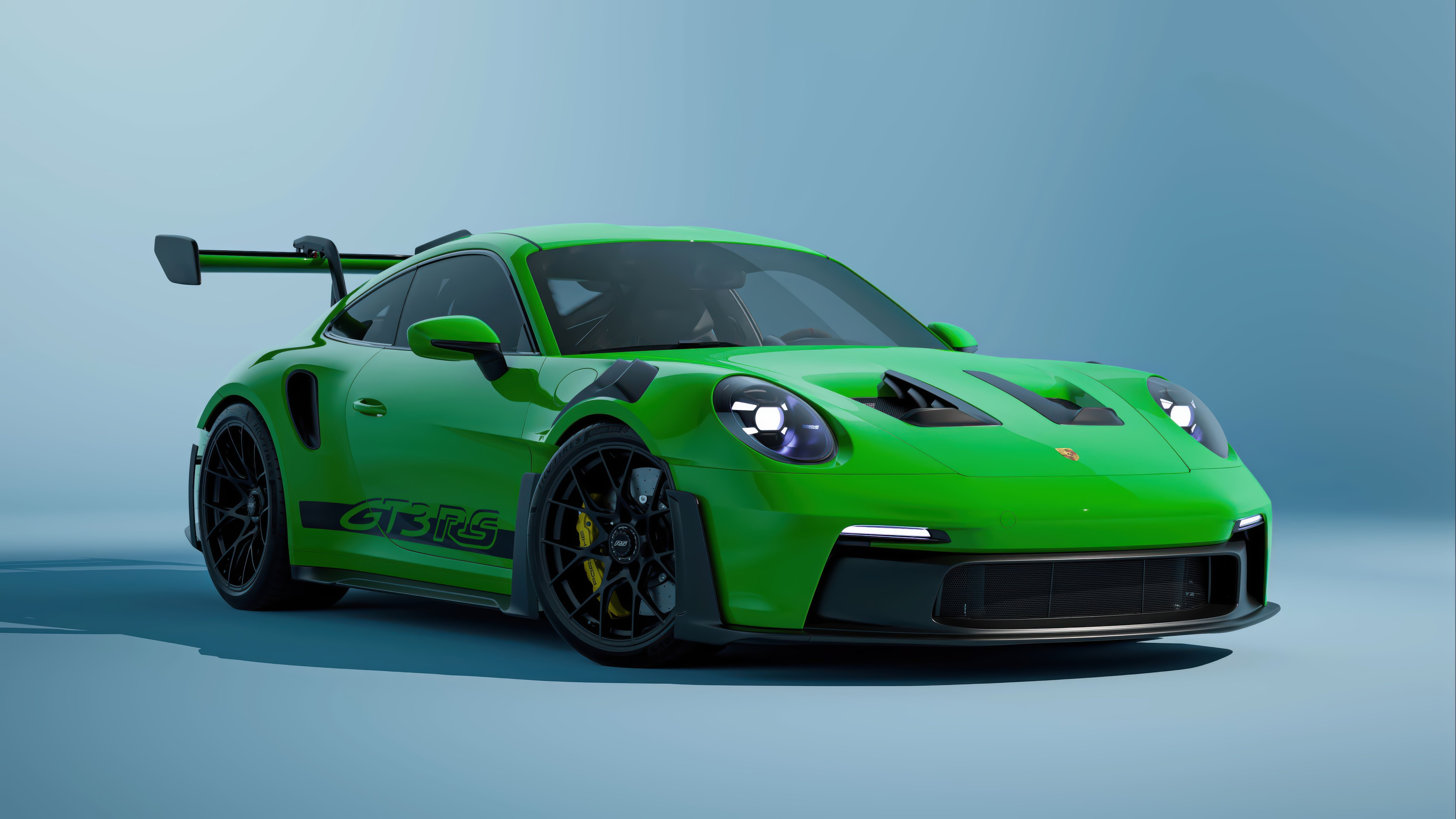 Green Porsche 911 GT3 RS Wallpaper 5k for Desktop