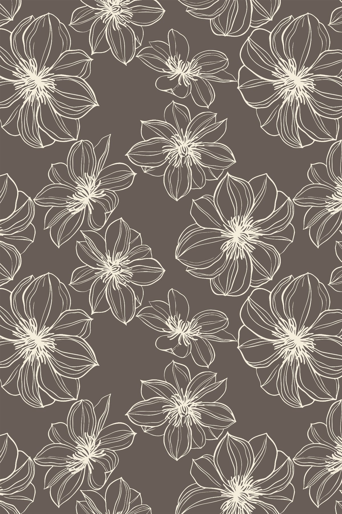 Boho flowers watercolor broun background wallpaper