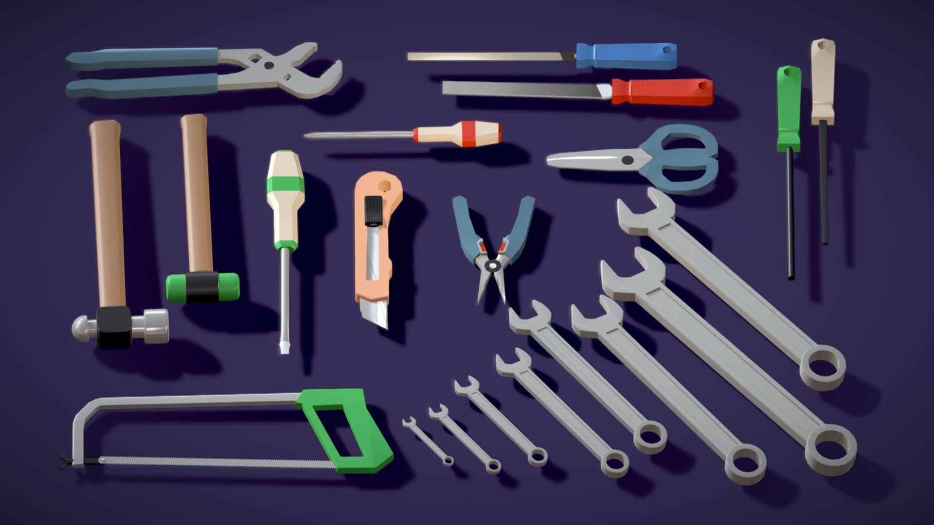 Workshop Tool Kit Mechanic Carpentry Tool 3D Model 3D Render