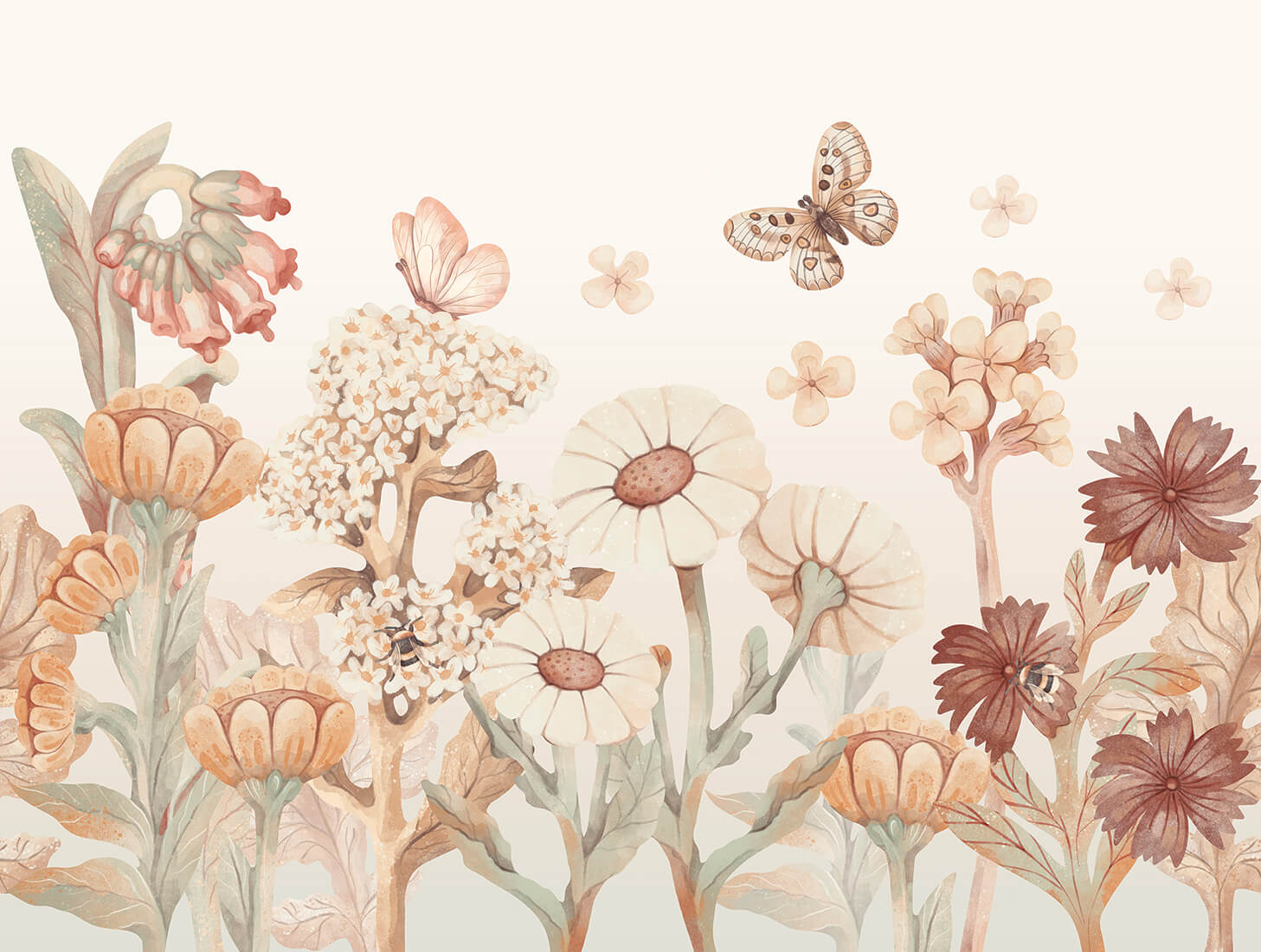 Wallpaper. flowers boho. Floral wallpaper. Wallpaper for kids. Pastelowe Love ®
