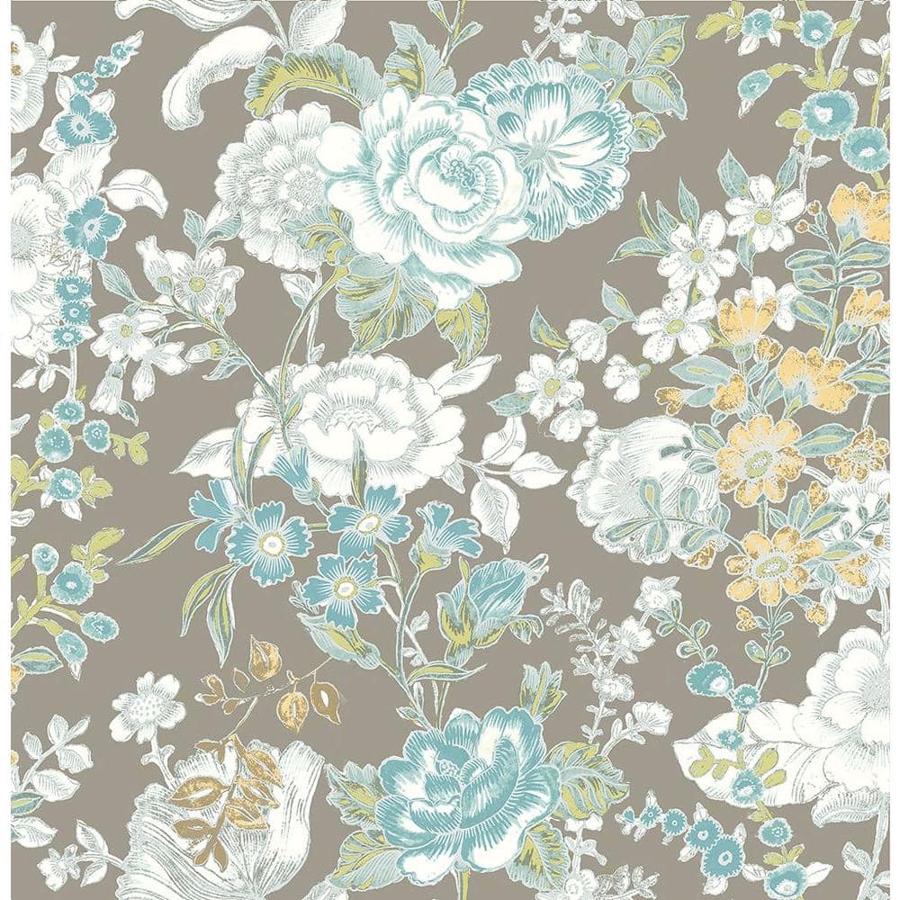 Ainsley Grey Boho Floral Grey Wallpaper Sample